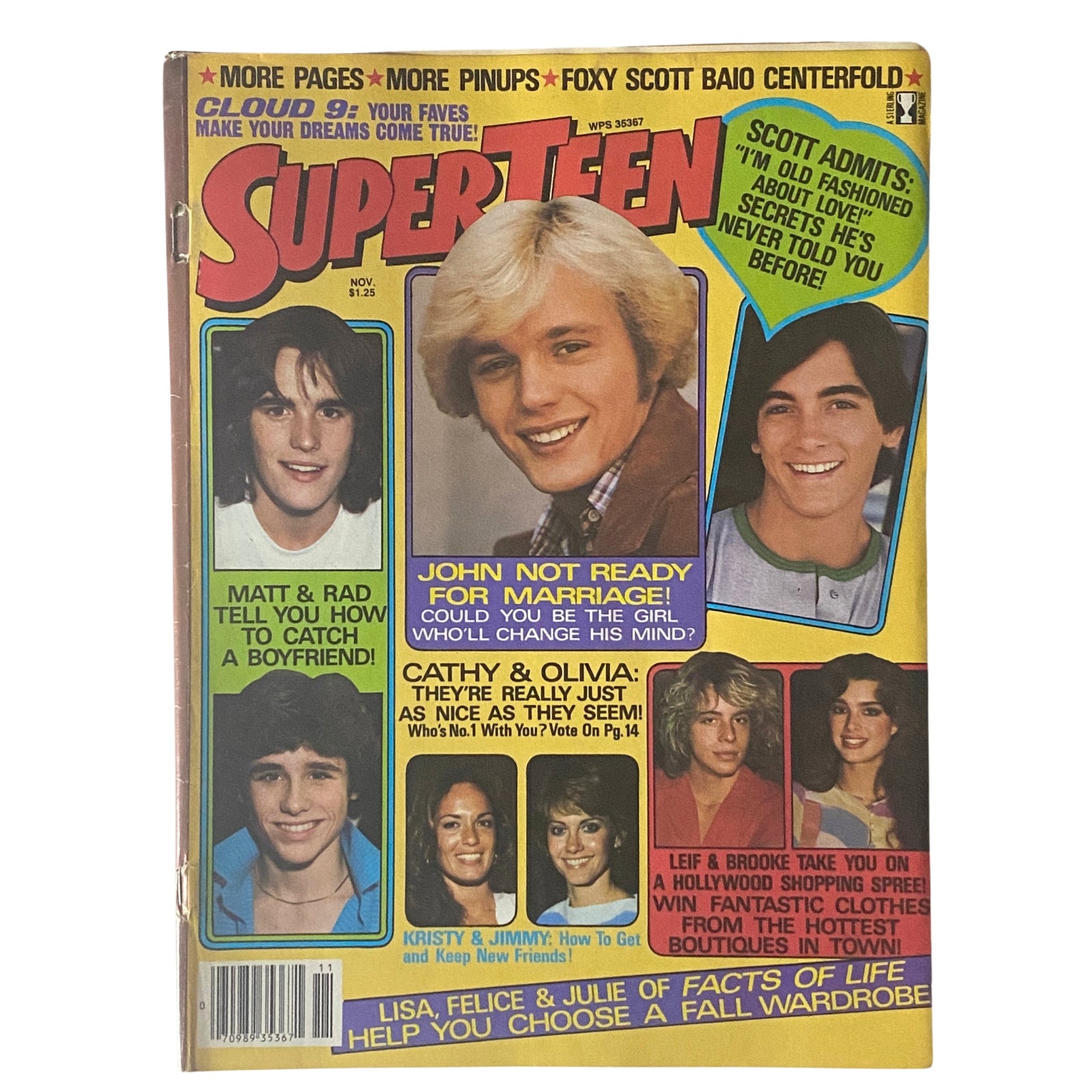 SuperTeen Magazine November 1980 John Schneider, Scott Baio w Poster No Label