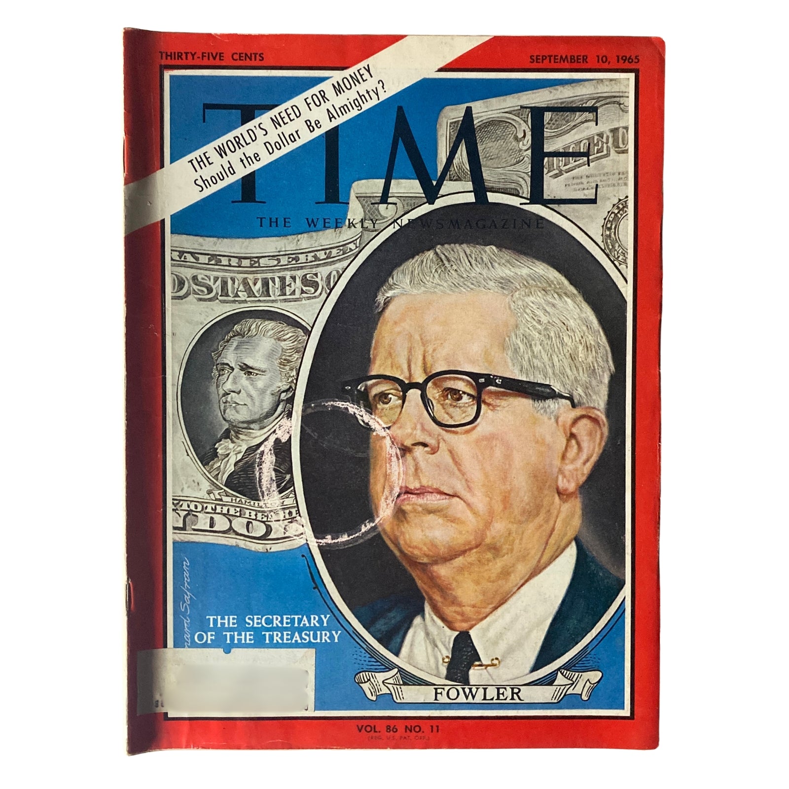 Time Magazine September 10, 1965 Vol 86 No. 11 Sec. of Treasury Fowler