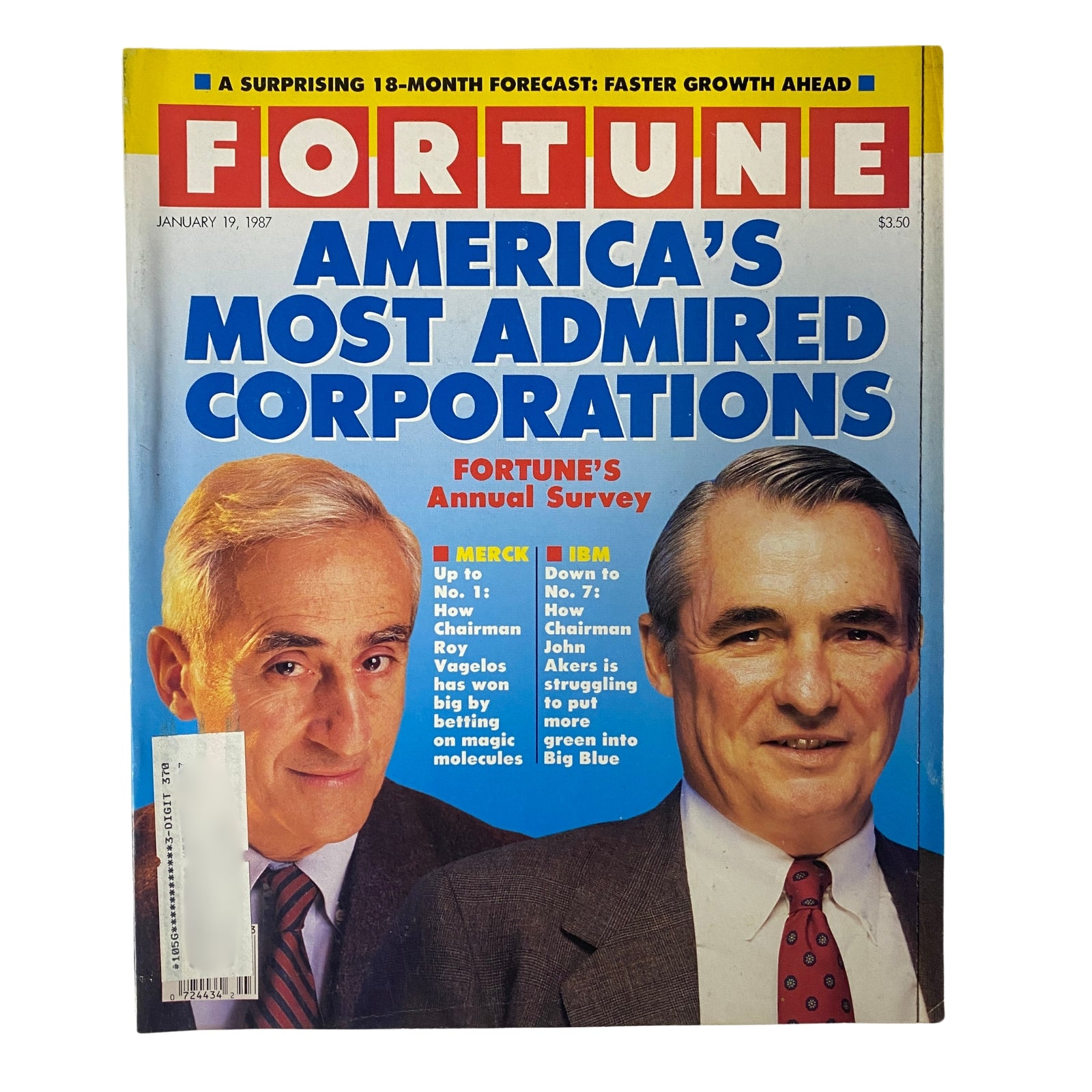 Fortune Magazine January 19, 1987 Roy Vagelos and John Akers VG