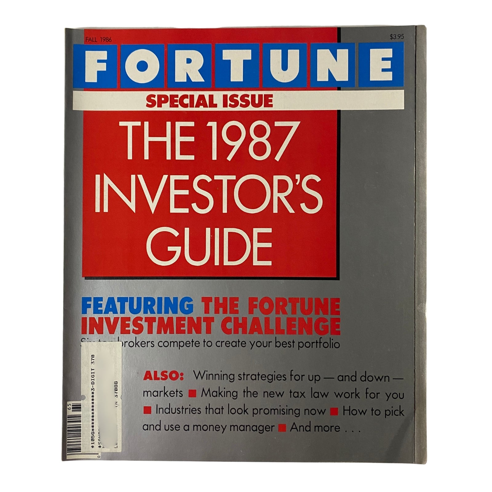 Cover of Fortune Magazine's 1987 Investor's Guide Special Issue featuring bold red and white text, designed to highlight investment strategies of 1987.