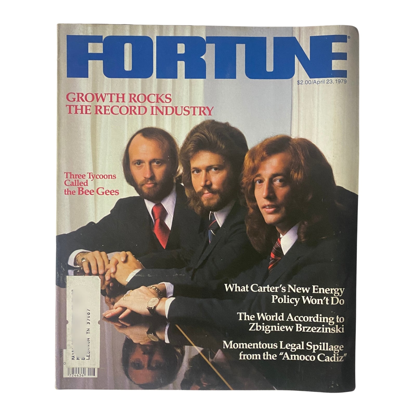 Cover of Fortune Magazine April 23, 1979, featuring the title 'Three Tycoons Called The Bee Gees', highlighting the intersection of music and business.