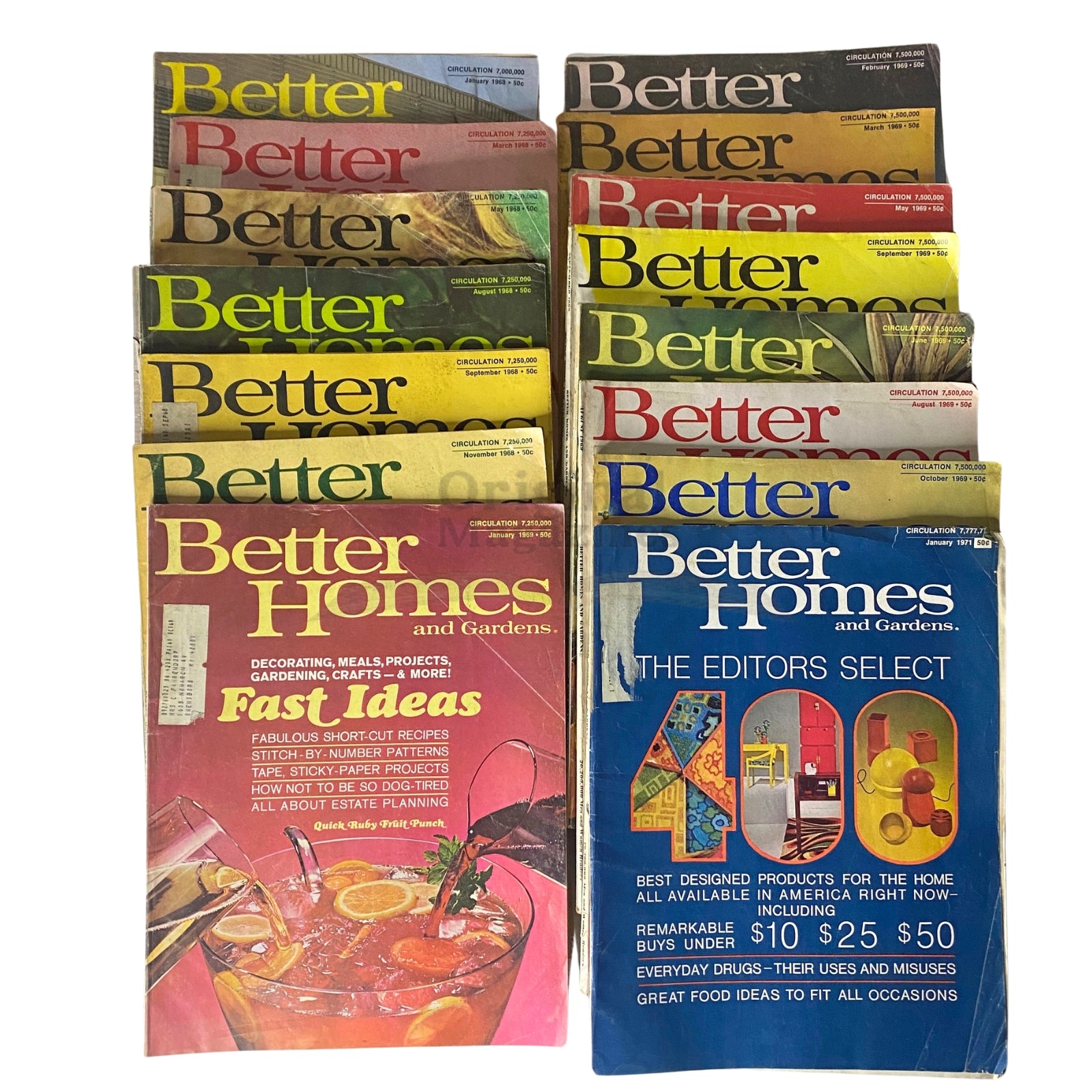 Lot of 15 Better Homes and Gardens Magazine 1968 - 1969, 1971