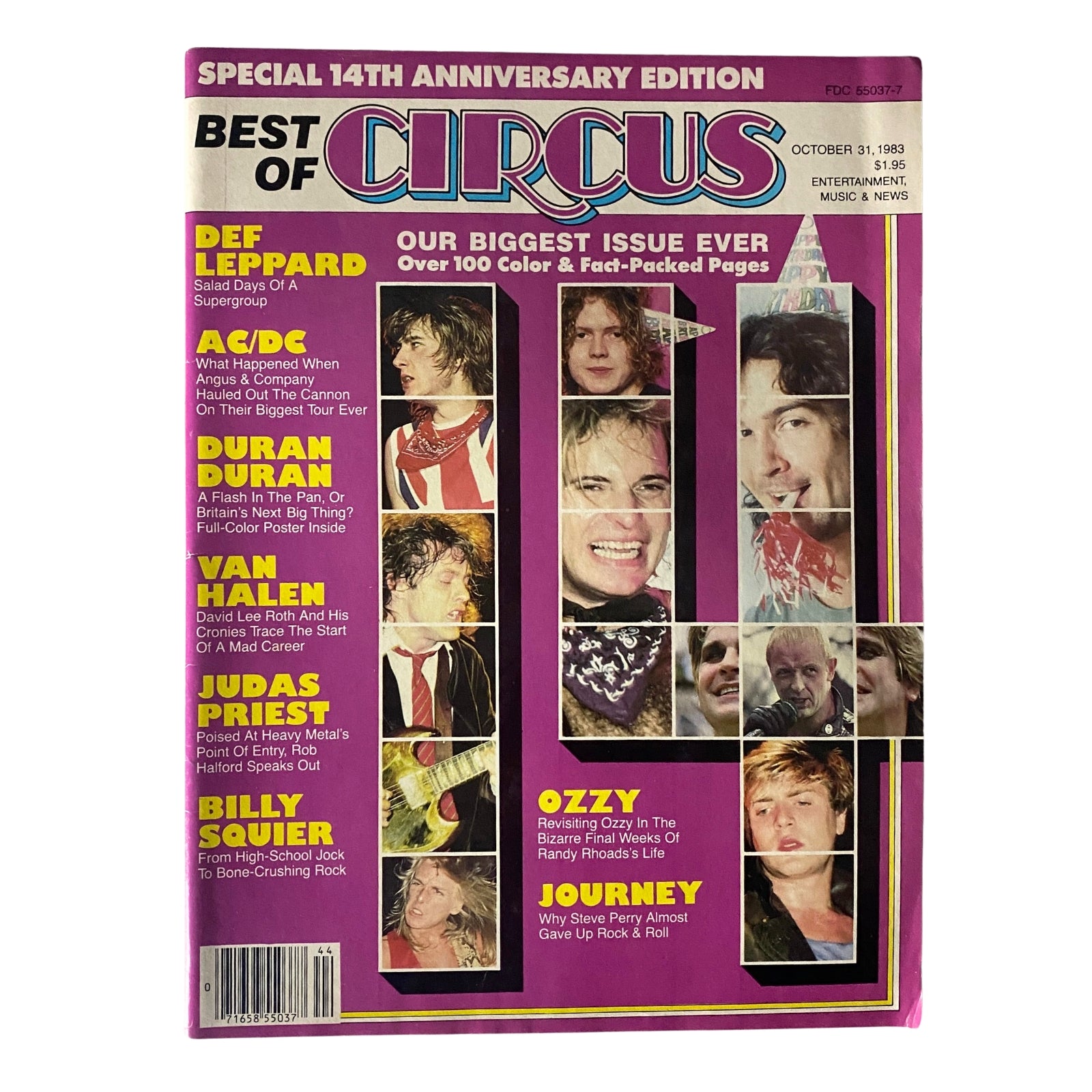 Cover of Best of Circus Magazine October 31, 1983 featuring Def Leppard, AC/DC, and more; a special 14th Anniversary edition with highlights from iconic rock bands.