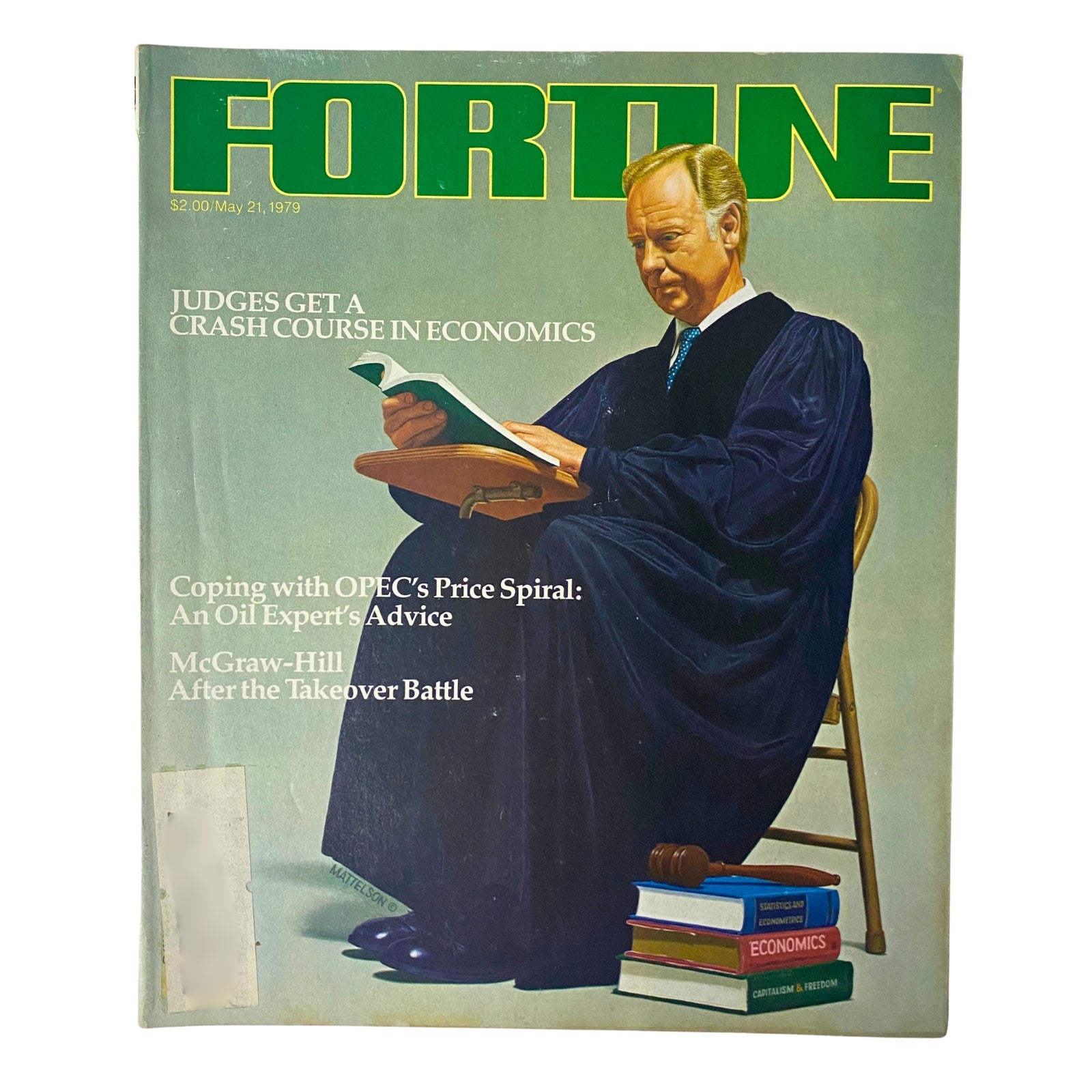 Fortune Magazine May 21, 1979 cover featuring a judge reading, highlighting the article 'Judges Get A Crash Course in Economics'.