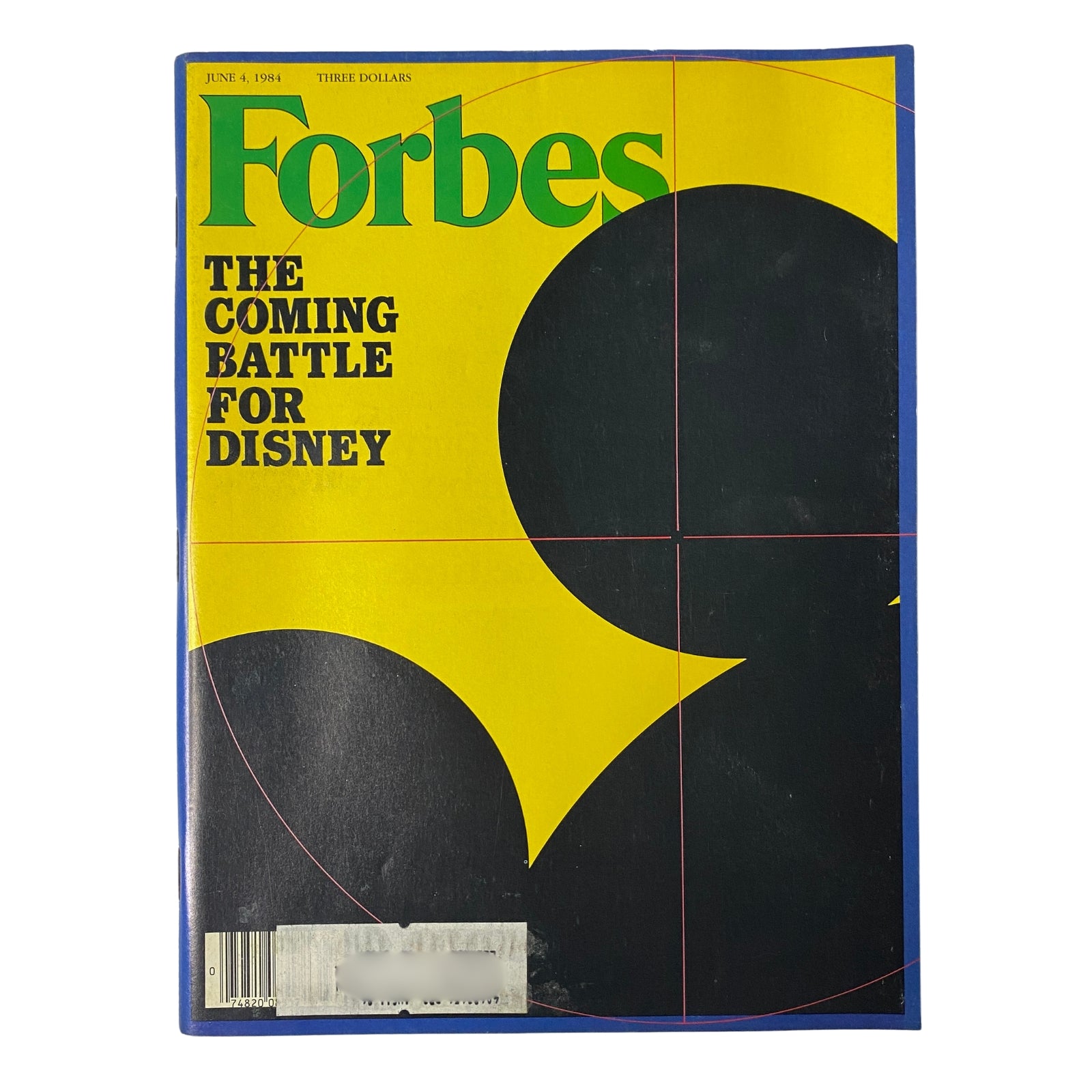 Cover of Forbes Magazine dated June 4, 1984, featuring the title 'The Coming Battle For Disney' with a striking design of bold colors.