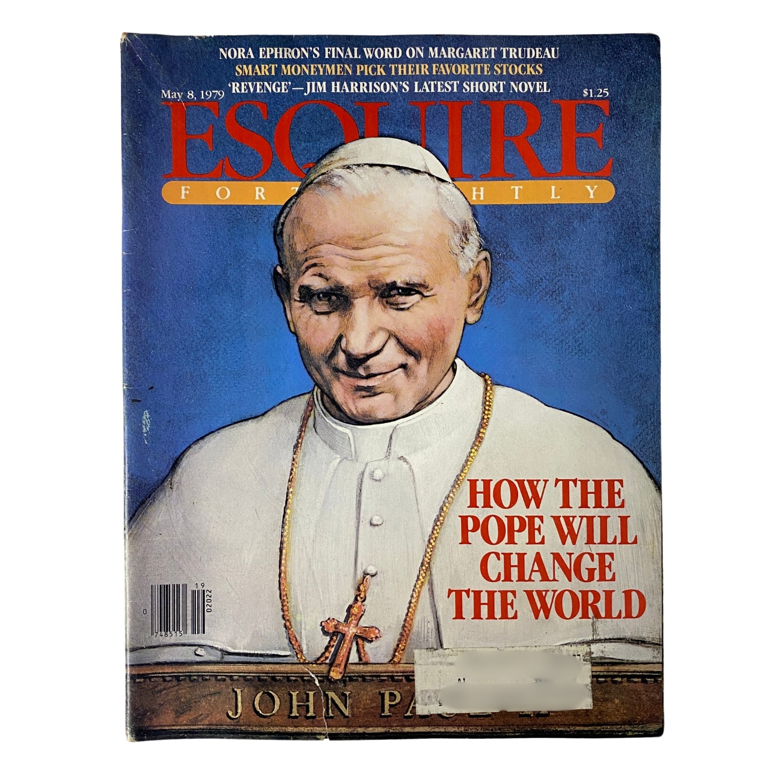 Cover of Esquire Magazine dated May 8, 1979 featuring the title 'How The Pope Will Change The World' and an illustration of Pope John Paul II.