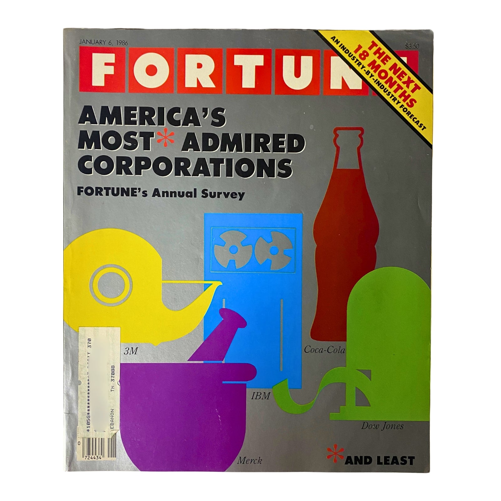 Fortune Magazine January 6, 1986 America's Most Admired Corporations VG