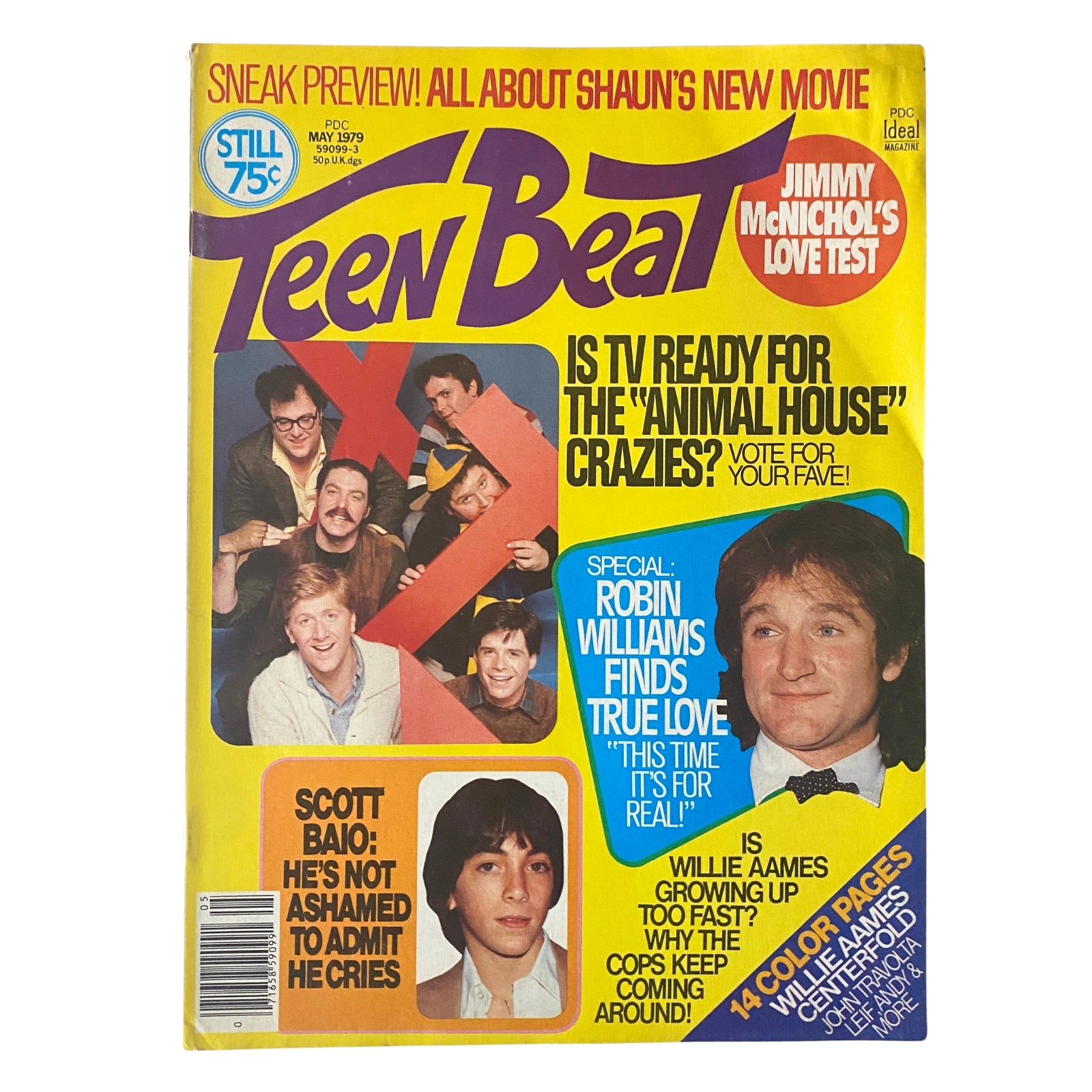 Teen Beat Magazine May 1979 cover featuring Parker Stevenson, Robin Williams, and Jimmy McNichol, showcasing celebrity articles and colorful pin-ups.