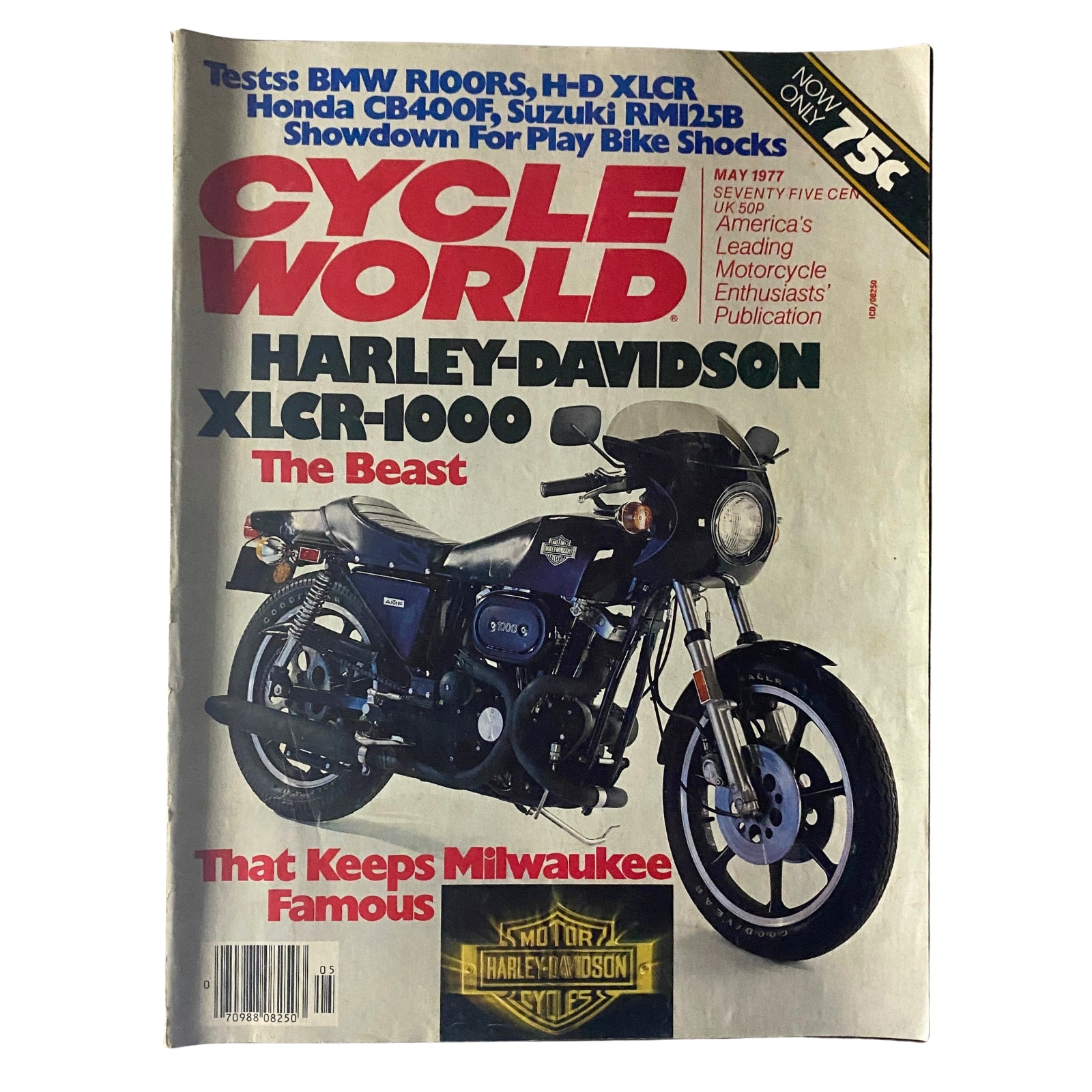 Cycle World Magazine May 1977 Harley Davidson XLCR-1000 The Beast No Label