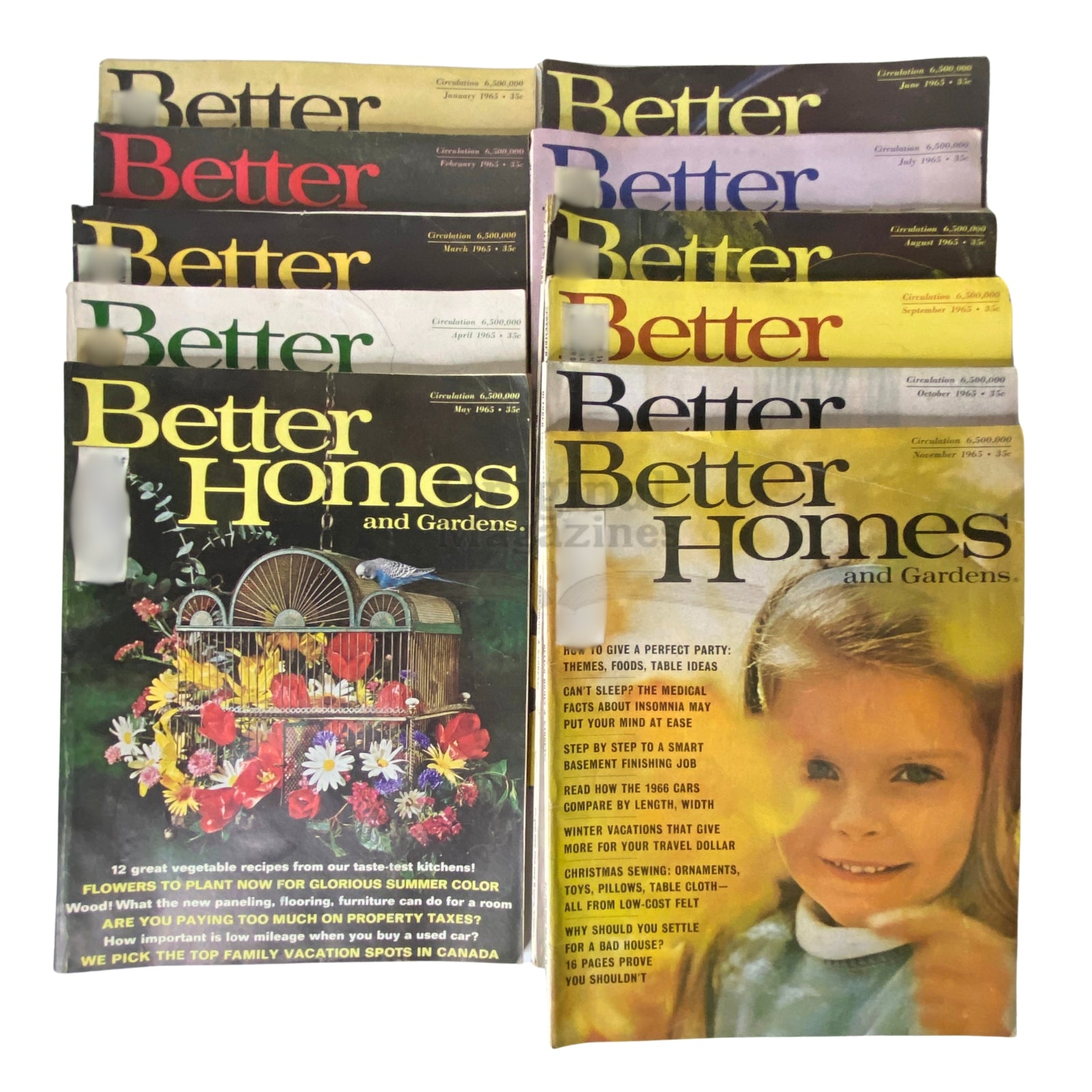 Lot of 11 Better Homes and Gardens Magazine January - November 1965