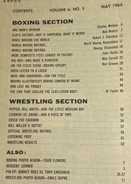 Boxing Illustrated Magazine May 1964 Cassius Clay ALi Cover No Label