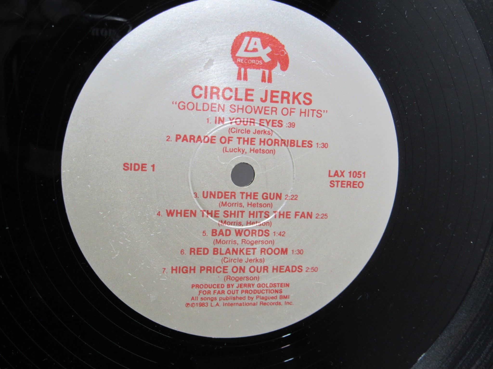 Circle Jerks: Golden Shower Of Hits LAX Records LAX 1051 LP Grade: VG+