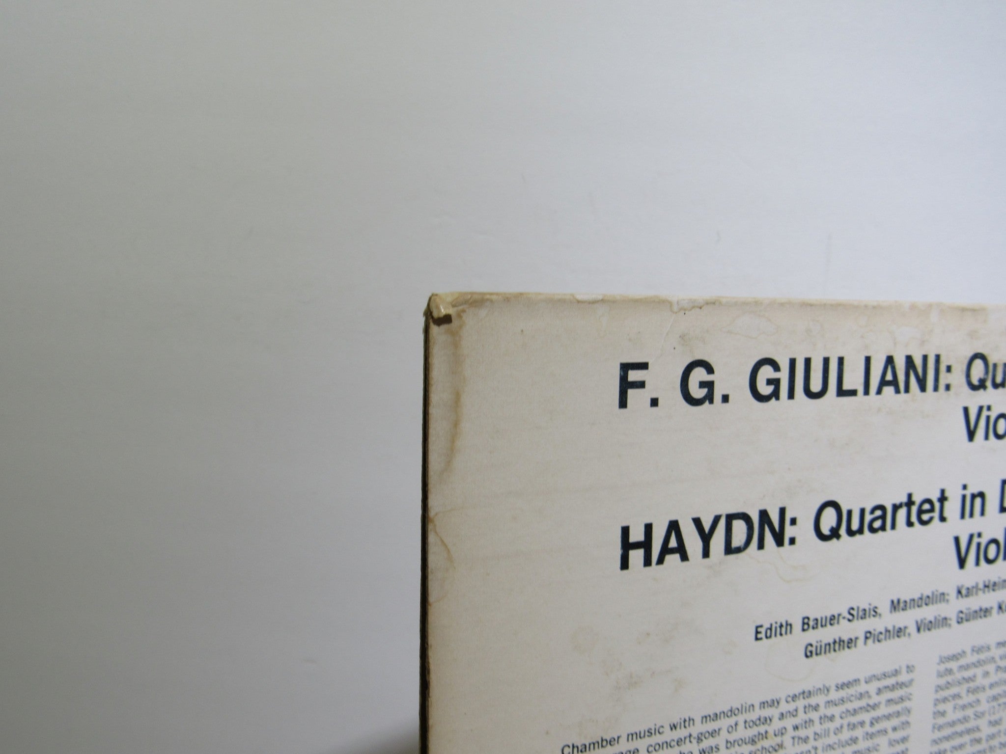 F.G. Giuliani / Haydn: Music For Mandolin And Guitar PL 14 280 LP Grade: VG