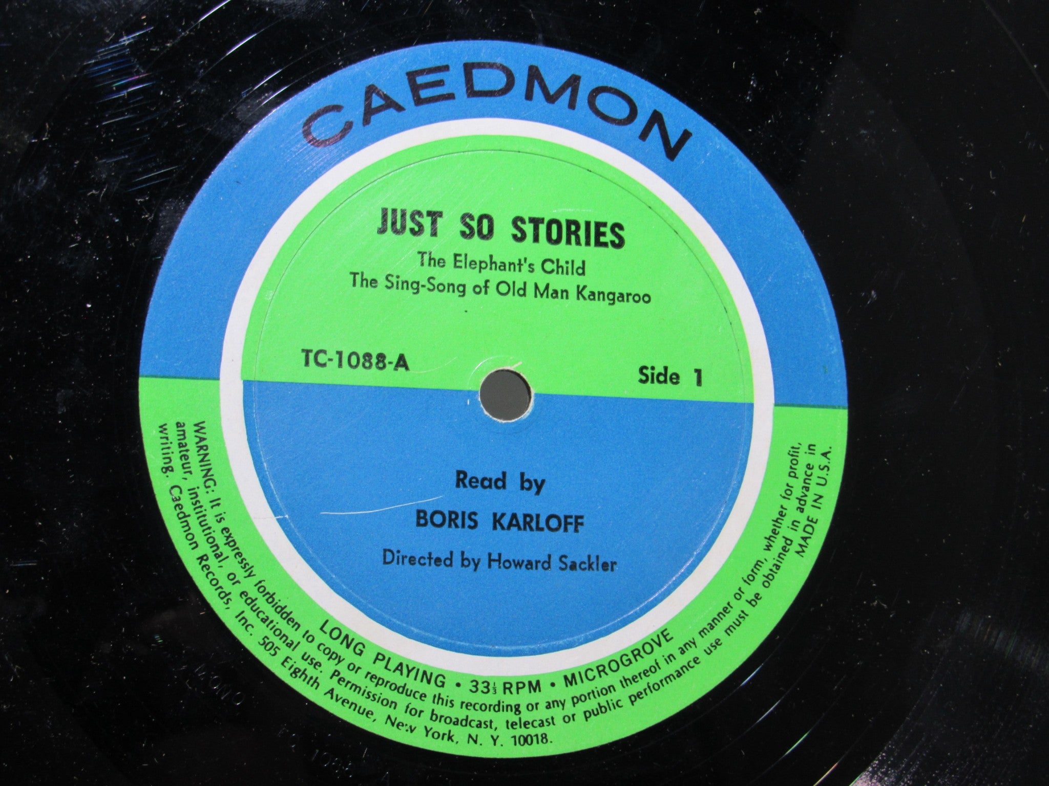 Boris Karloff: More Of Kipling's Just So Stories Caedmon Records TC-1088 LP G+