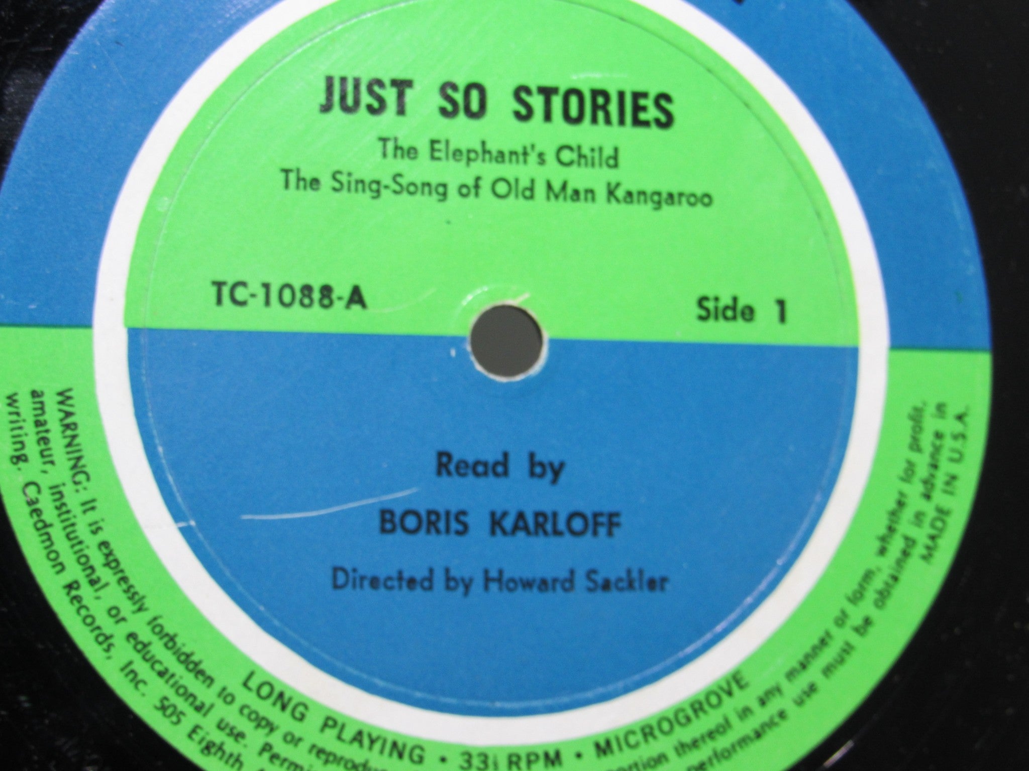 Boris Karloff: More Of Kipling's Just So Stories Caedmon Records TC-1088 LP G+