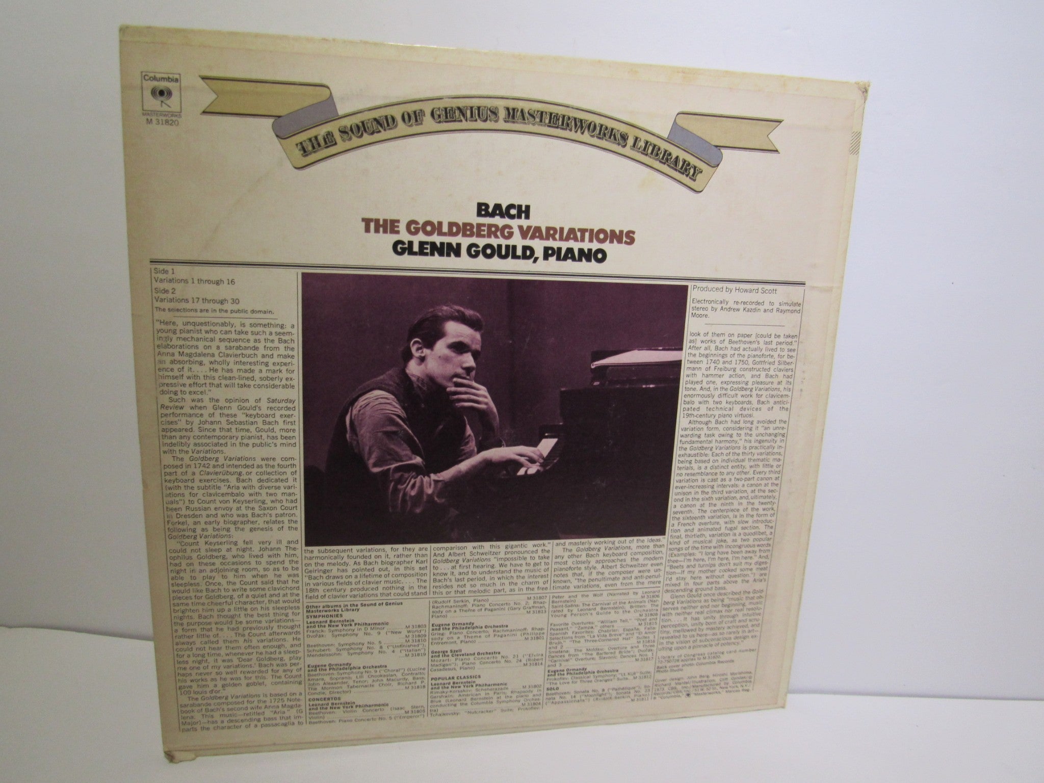 Bach / Glenn Gould: The Goldberg Variations Columbia Masterworks M 31820 LP VG+