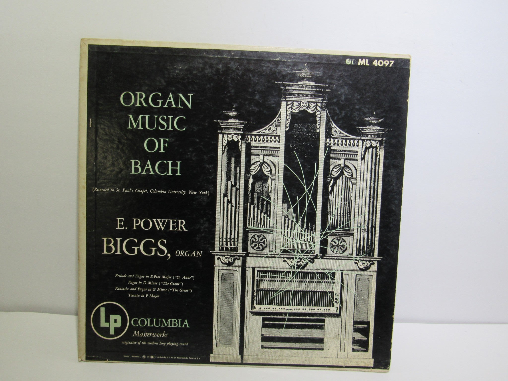 Bach / E. Power Biggs: Organ Music Of Bach Columbia Masterworks ML 4097 LP G+