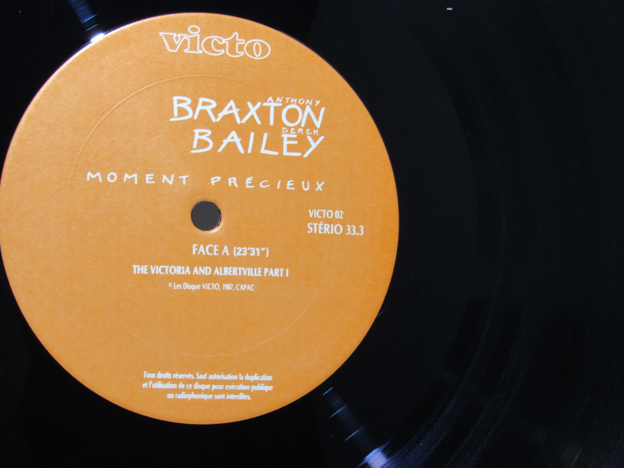 Anthony Braxton, Derek Bailey: Moment Précieux Les Disques Victo VICTO 02 LP VG