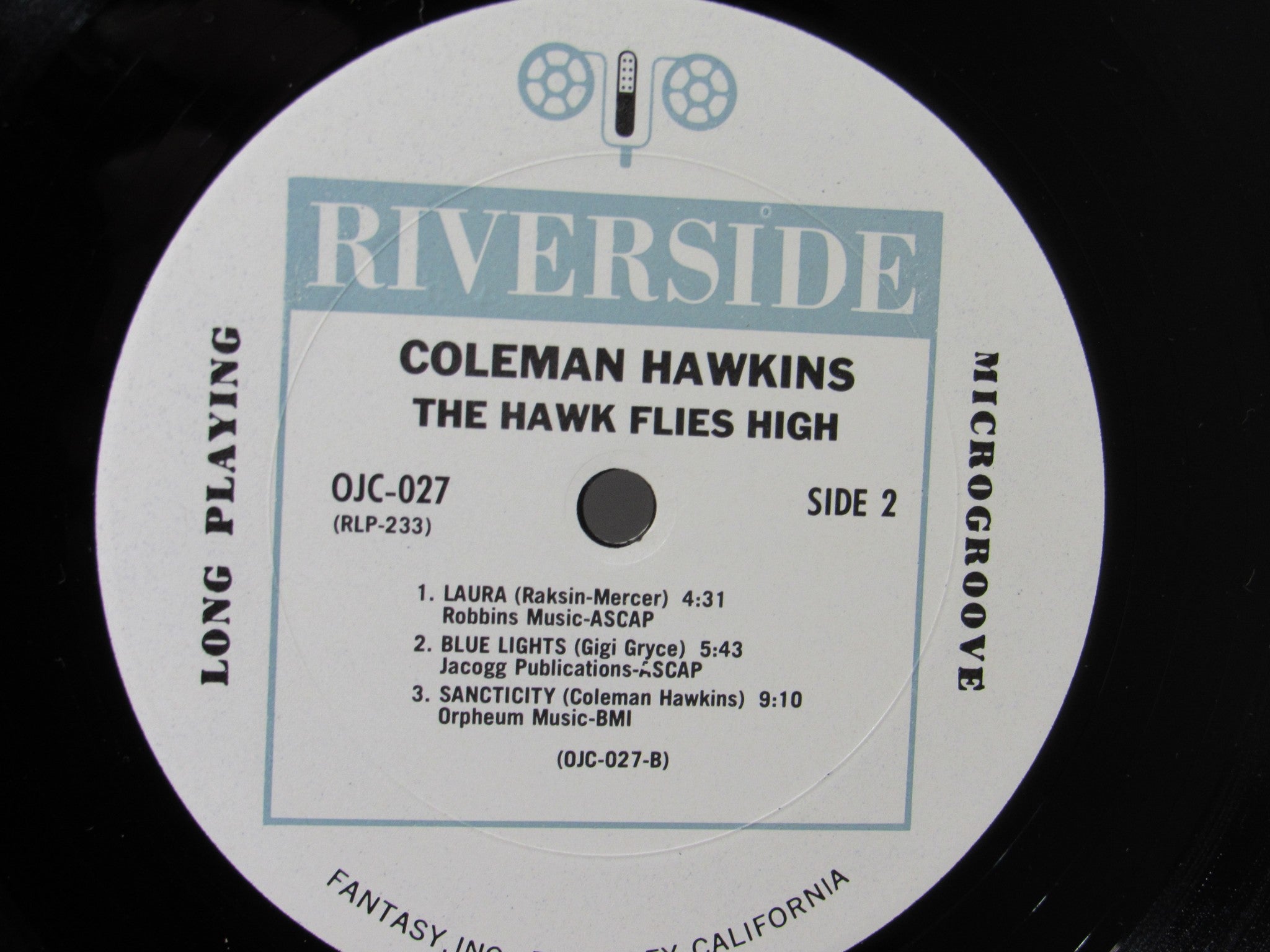 Coleman Hawkins: The Hawk Flies High Riverside OJC-027 White Label LP Grade: VG+