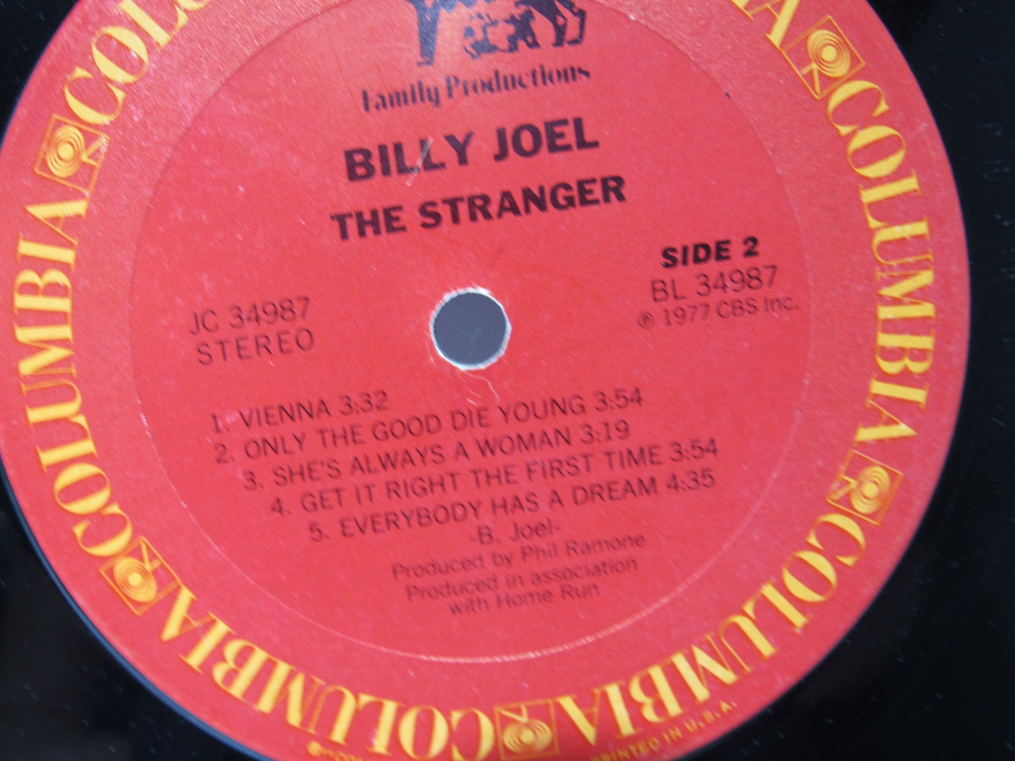 Billy Joel: The Stranger 1977 US Columbia JC 34987 LP Grade: G+