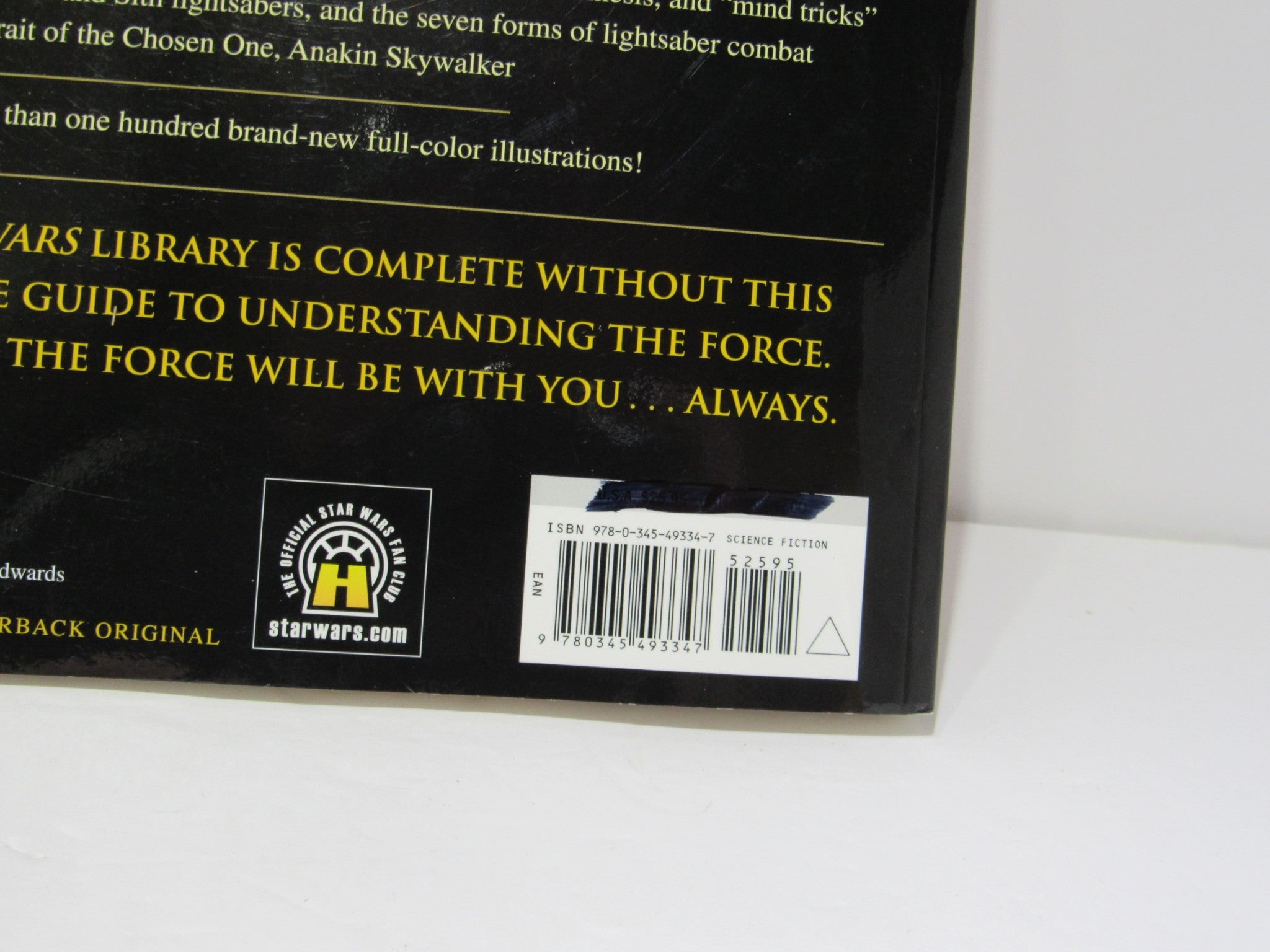 Back cover of Star Wars Jedi vs. Sith: The Essential Guide to the Force highlighting the importance of understanding the Force.