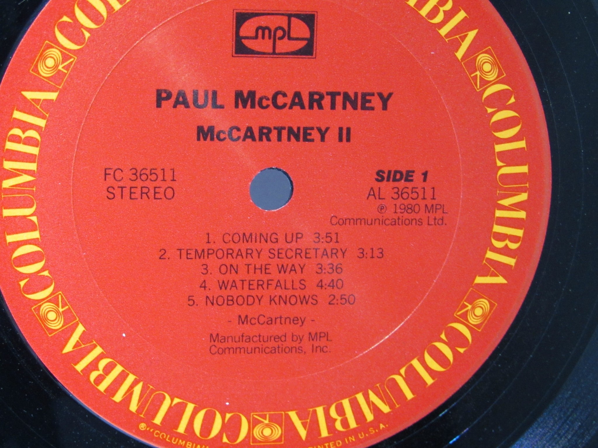 1980 Paul McCartney: McCartney II LP FC 36511 Grade: VG