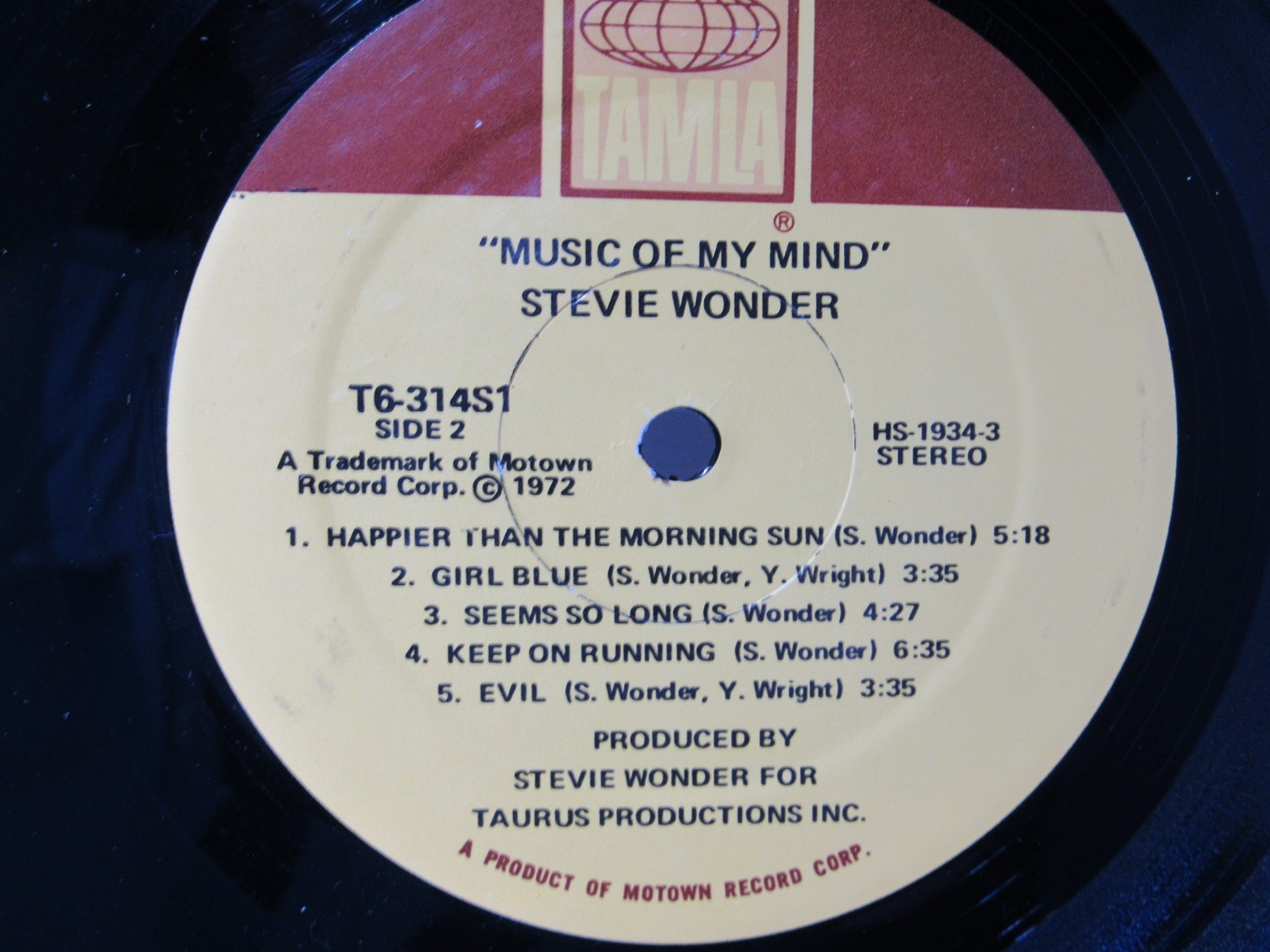 1972 Stevie Wonder: Music of my Mind Tamia LP T6-314S1 Grade: VG