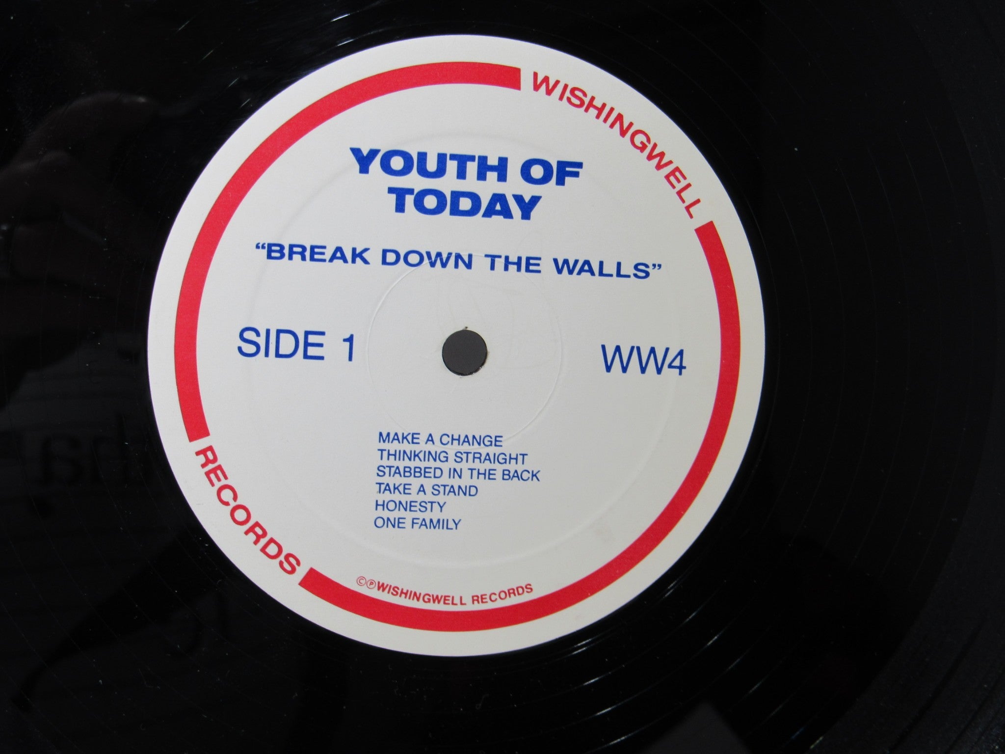 Youth Of Today: Break Down The Walls Wishingwell Records LP WW4 Grade: VG+