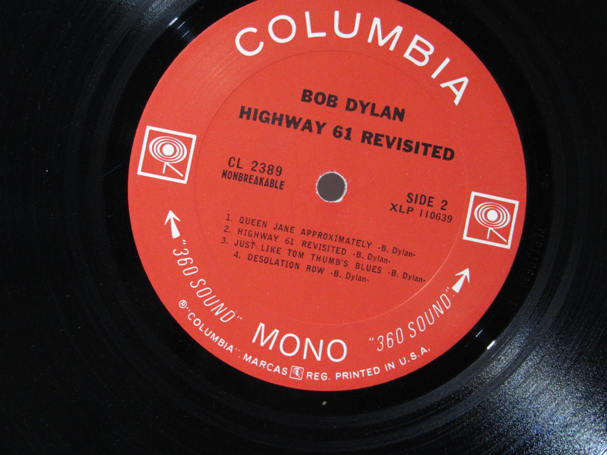 Bob Dylan: Highway 61 Revisited 1965 Columbia Mono LP CL 2389 Grade: VG