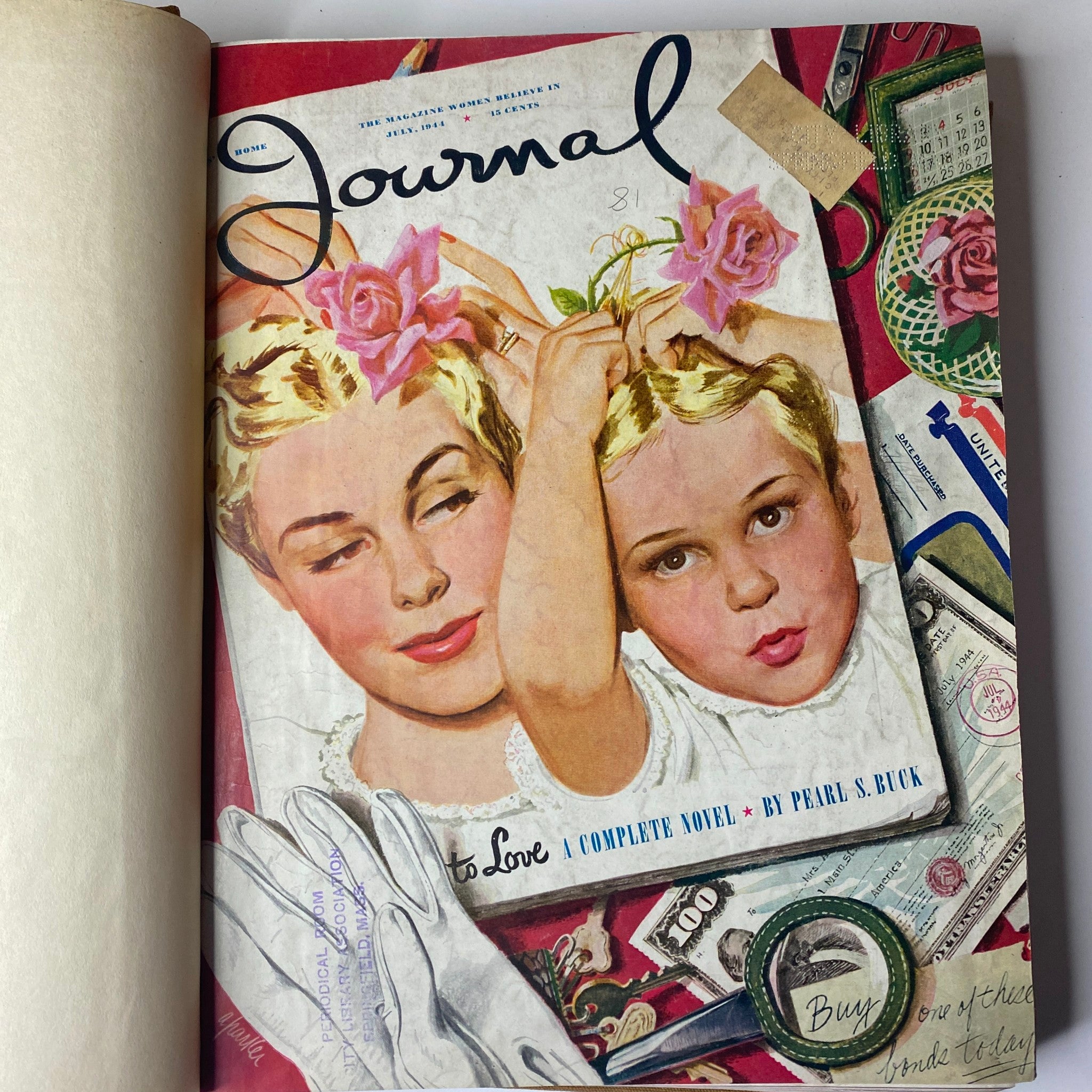 Colorful cover of the July 1944 issue of Ladies' Home Journal, featuring a mother and daughter illustration.