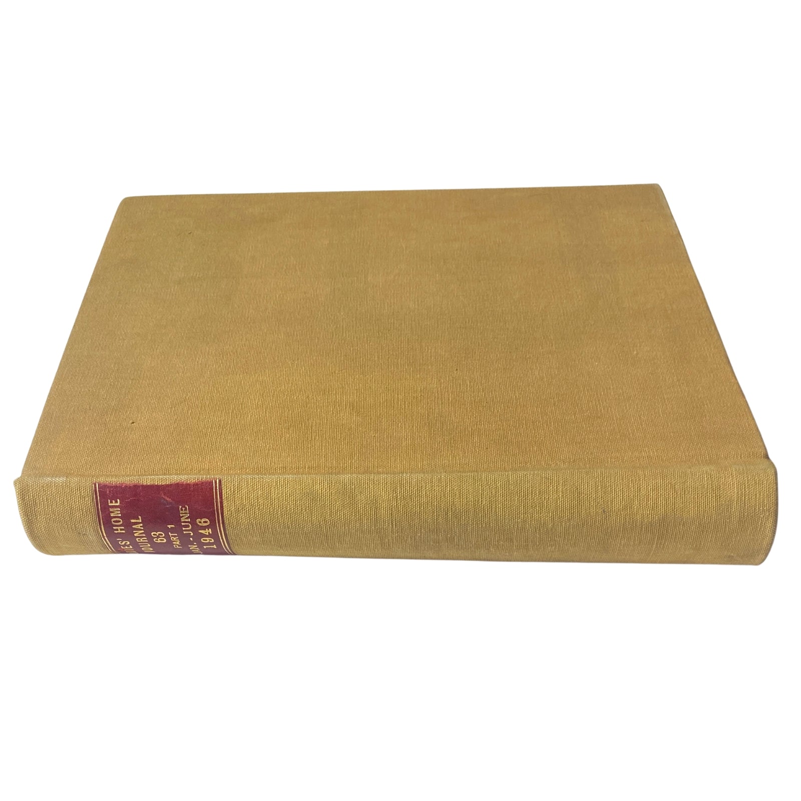 Ladies' Home Journal Library Bound Magazine 1946 Full Year January - December, highlighting the side view of a bound volume.