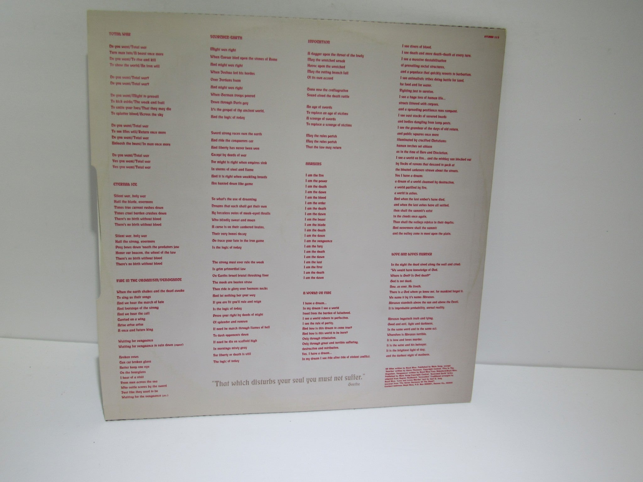 NON: In The Shadow Of The Sword Mute LP STUMM 113 Grade: VG