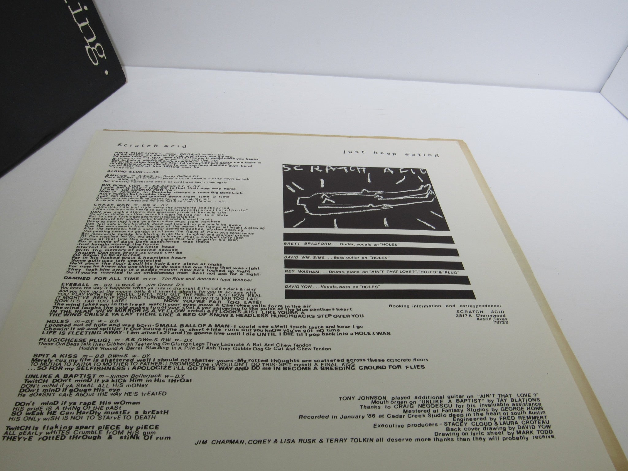 Scratch Acid: Just Keep Eating Rabid Cat Records ‎– Rab/SA/007 LP Grade: VG
