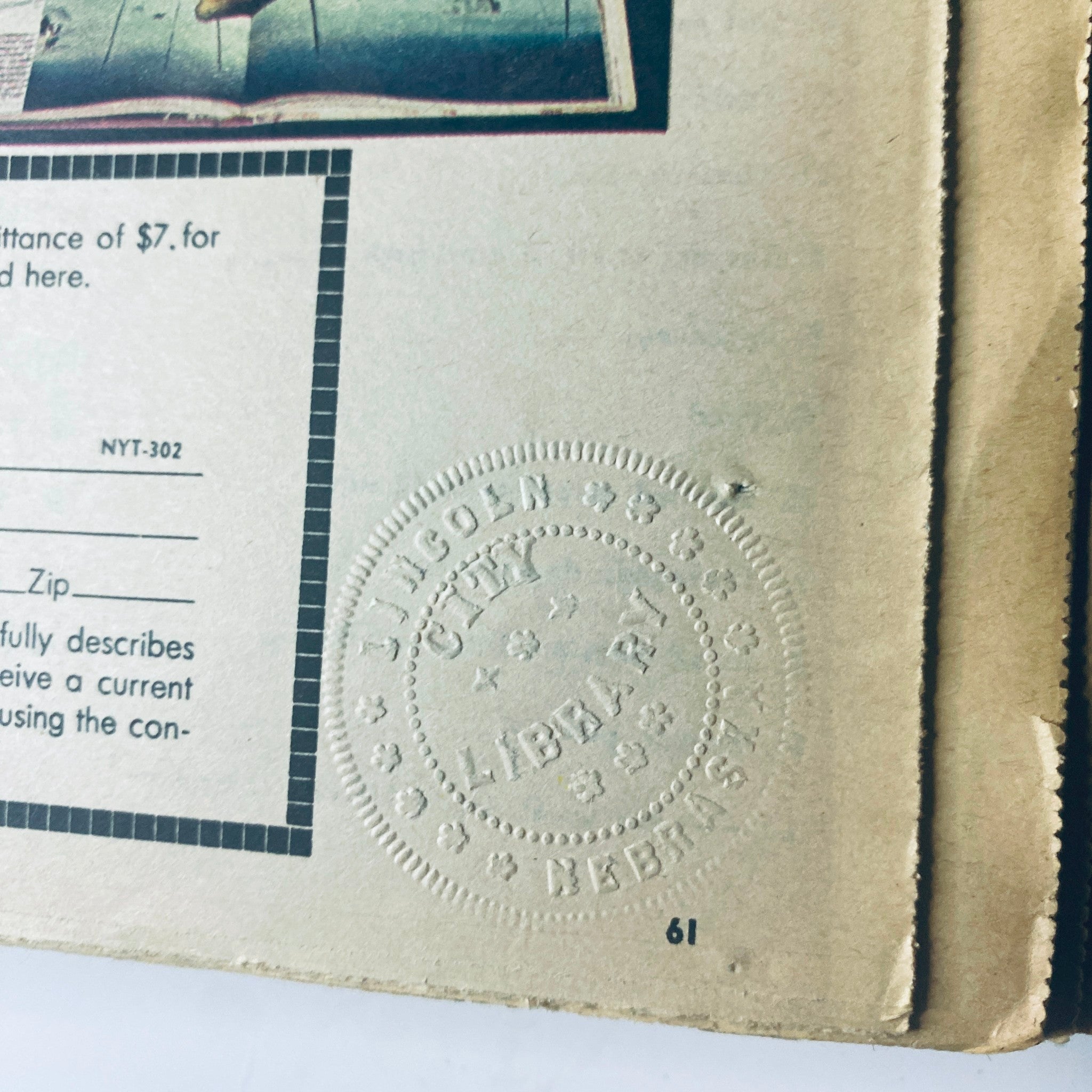 The New York Times Library Edition Bound Magazine January - February 1971 reference page, displaying a library stamp from Lincoln City, Nebraska, showcasing the magazine's archival value.