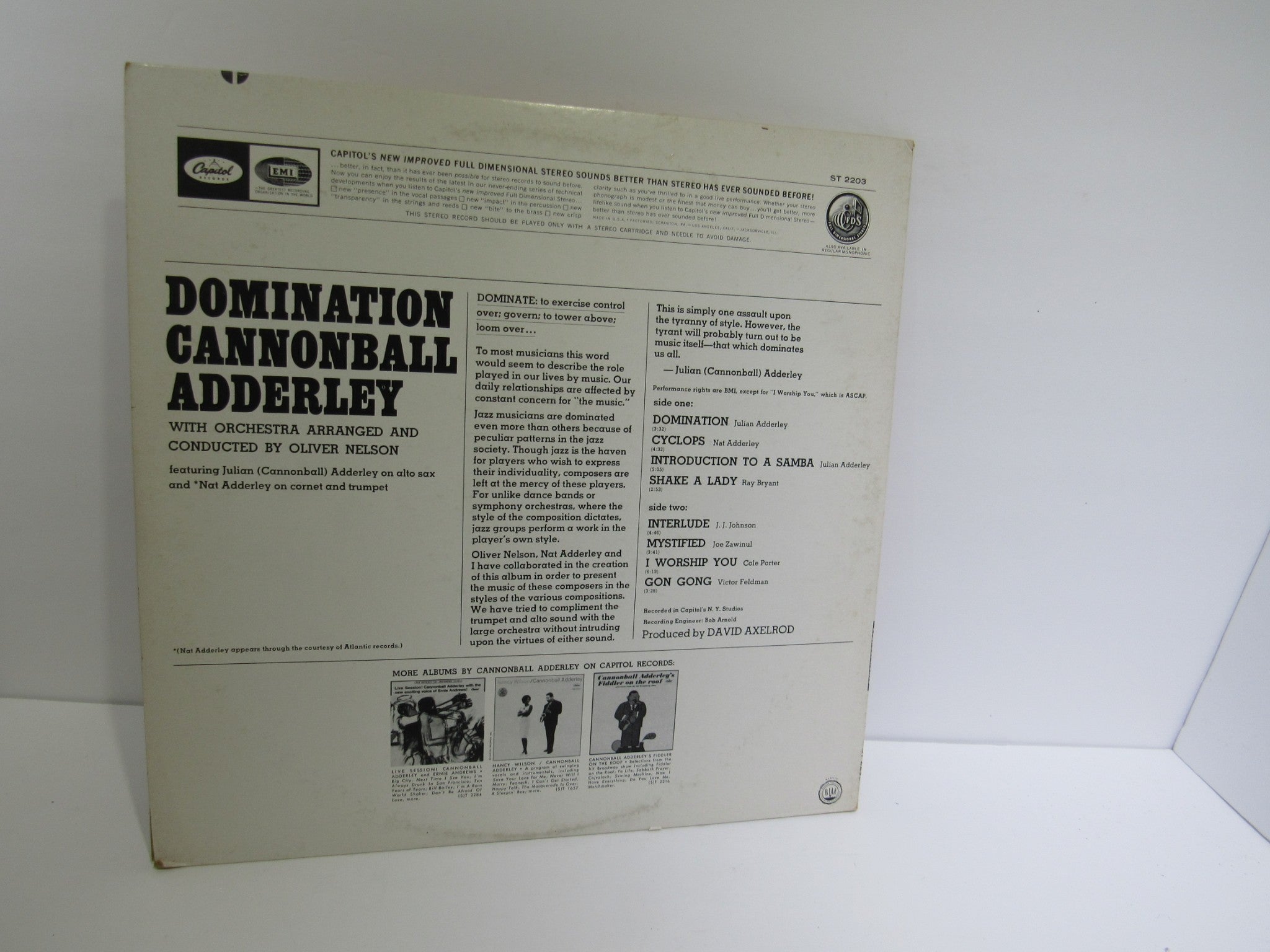 Cannonball Adderley, Oliver Nelson: Domination Capitol Records ST 2203 LP G+