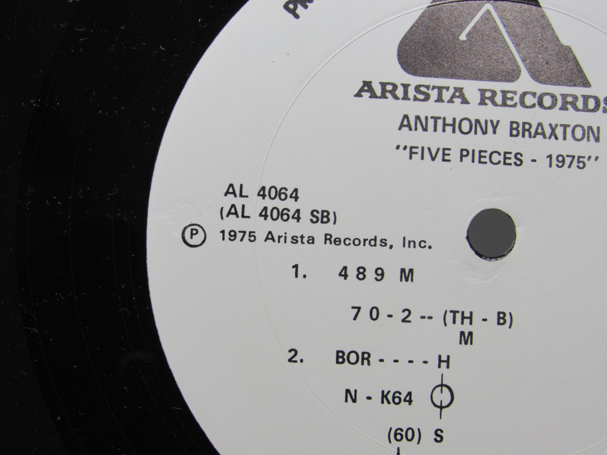 Anthony Braxton: Five Pieces 1975 Arista AL 4064 Promo LP Grade: VG