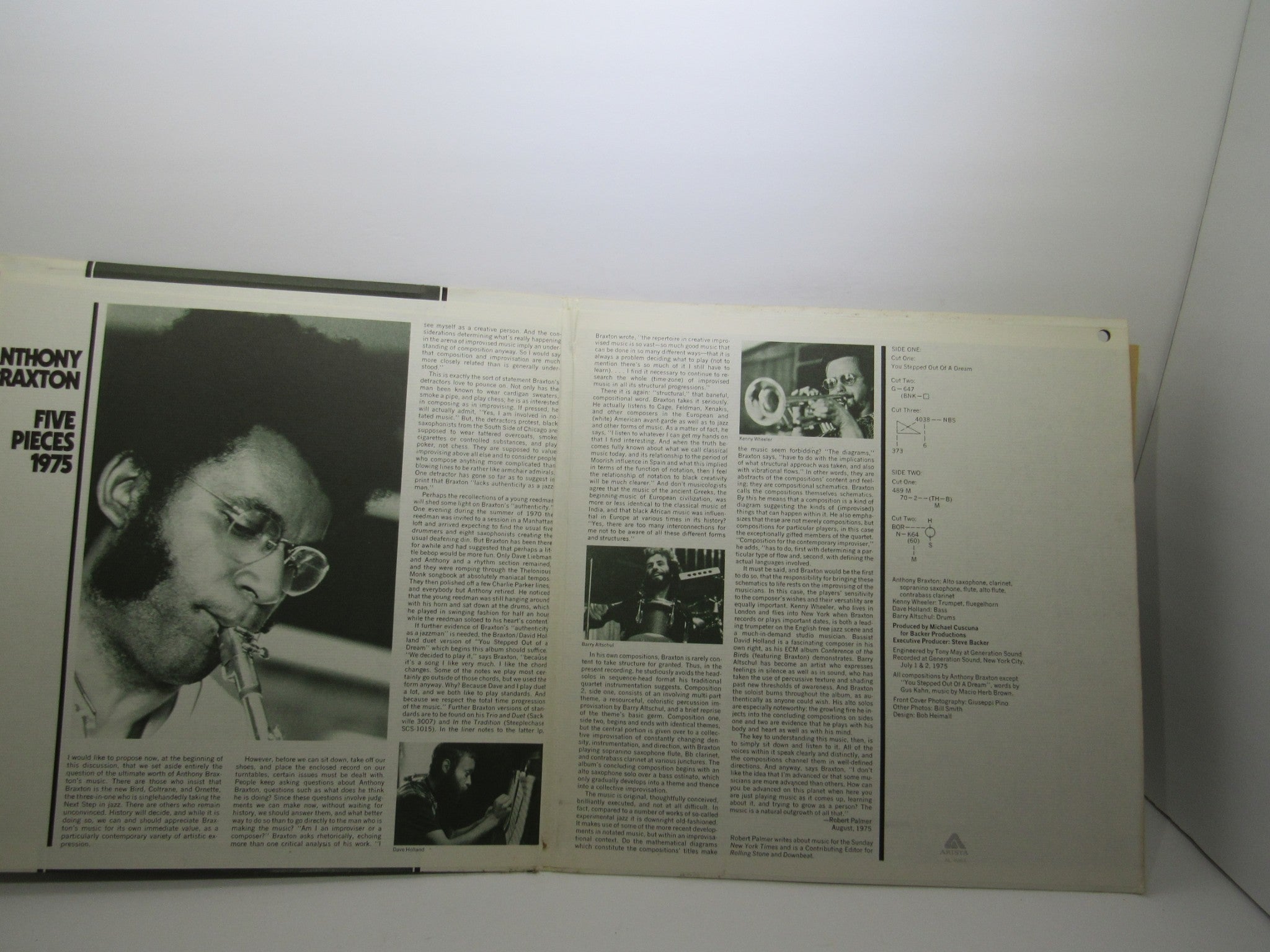 Anthony Braxton: Five Pieces 1975 Arista AL 4064 Promo LP Grade: VG