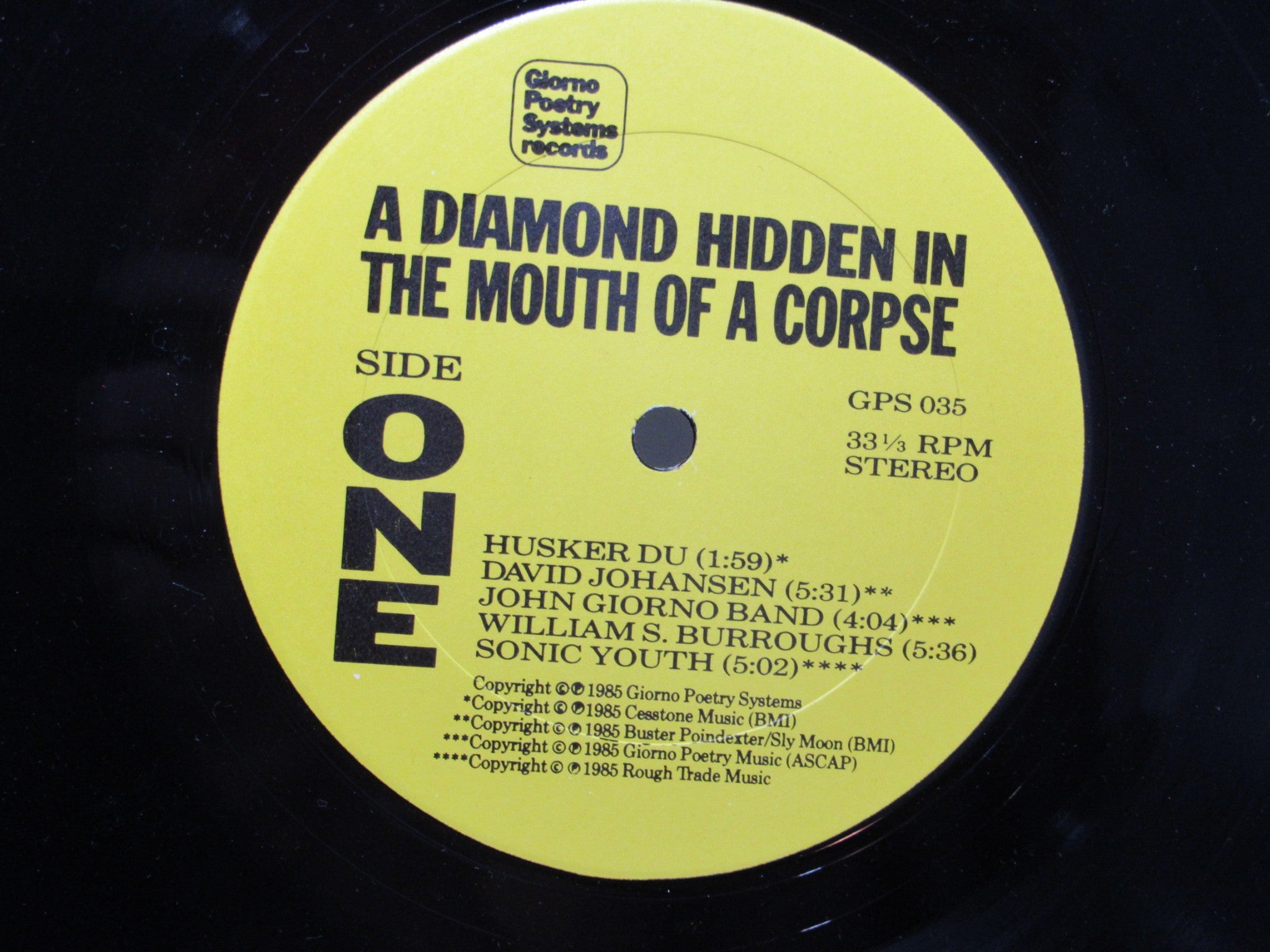 A Diamond Hidden In The Mouth Of A Corpse Giorno Poetry Systems GPS 035 LP VG