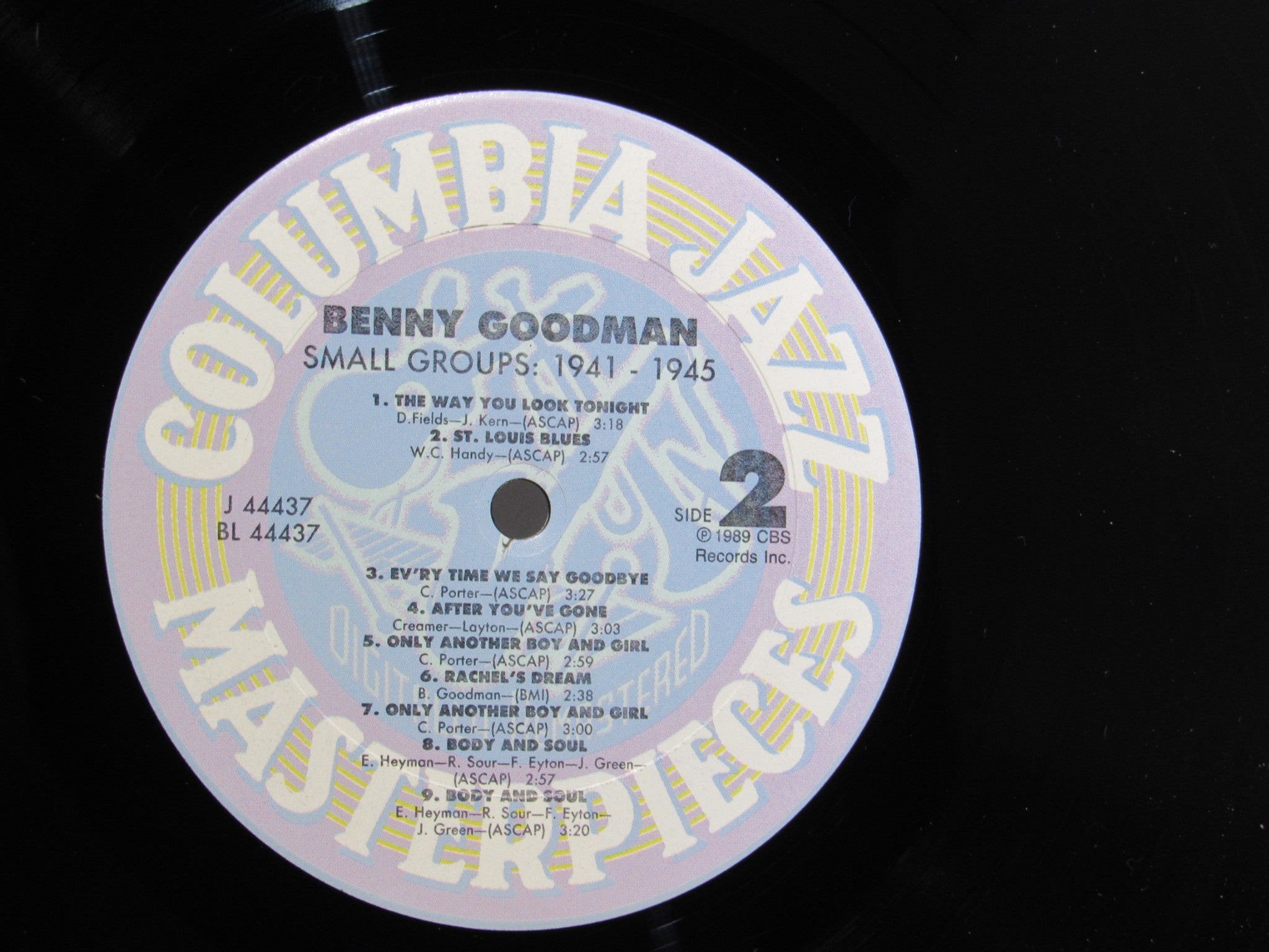 Benny Goodman Small Groups: 1941-1945 Columbia CJ 44437 Compilation LP Grade: VG