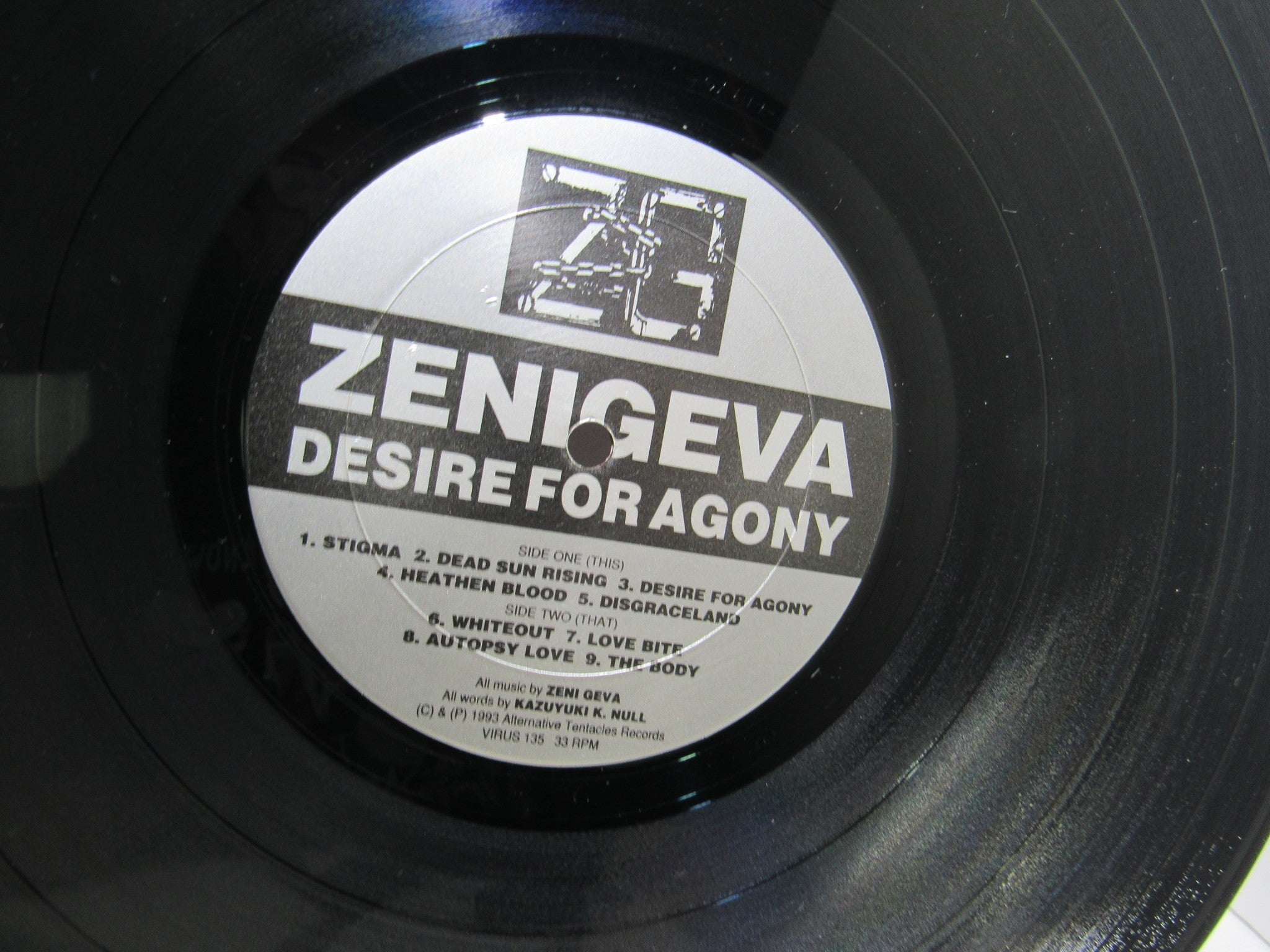 Zeni Geva: Desire For Agony = 苦痛志向 Alternative Tentacles VIRUS 135 LP Grade: VG