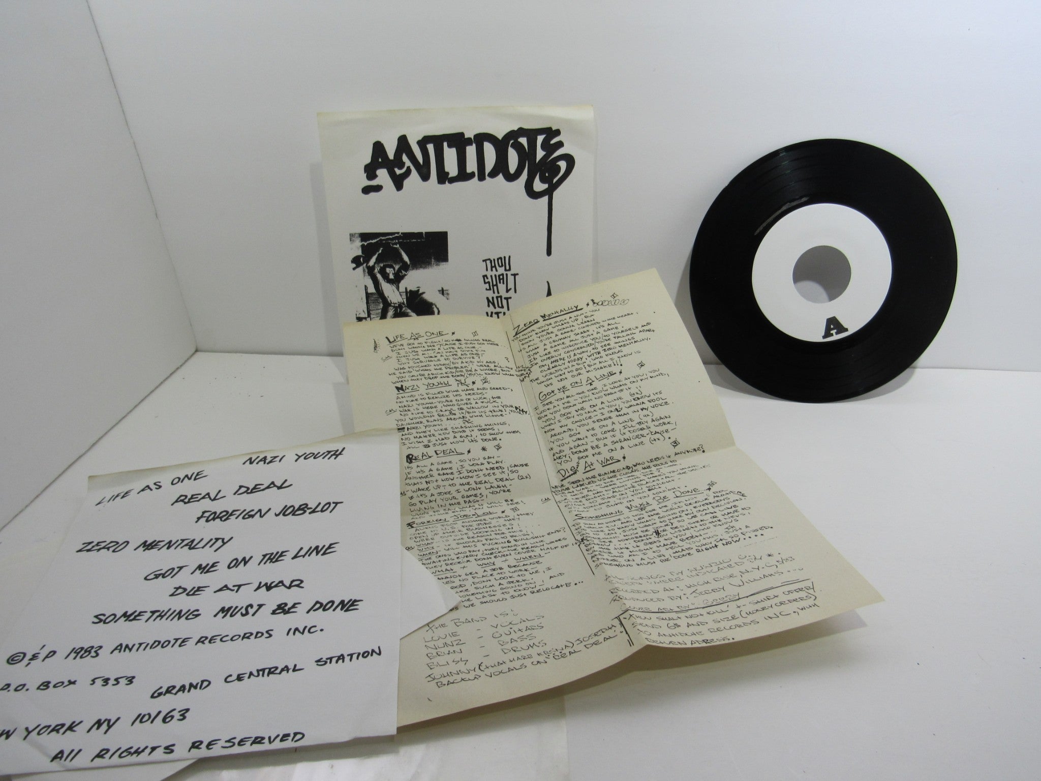 Antidote: Thou Shalt Not Kill 7" Reissue 45RPM EP Grade: VG