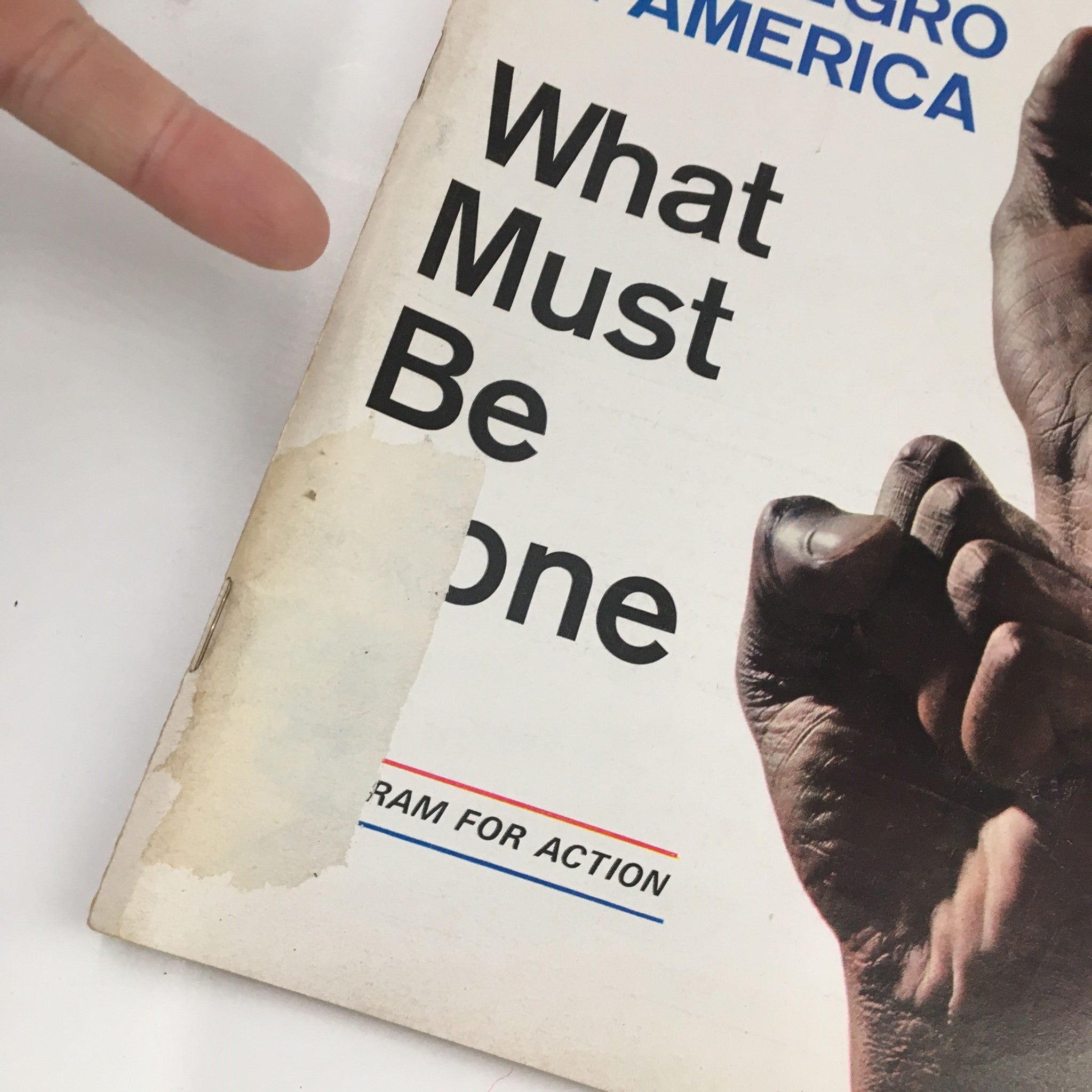 Close-up of the Newsweek Magazine cover from November 20, 1967 highlighting the title 'The Negro in America' and the message 'What Must Be Done' with visible wear.