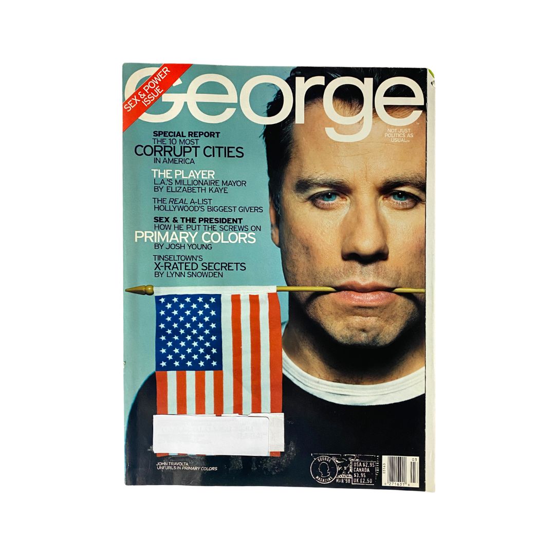 George Magazine March 1998 John Travolta Cover Unfurls in Primary Colors VG