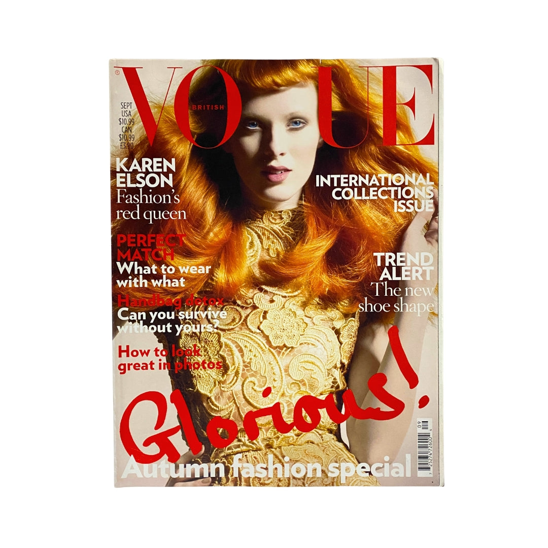 Vogue UK Magazine September 2008 Karen Elson Cover No Label VG