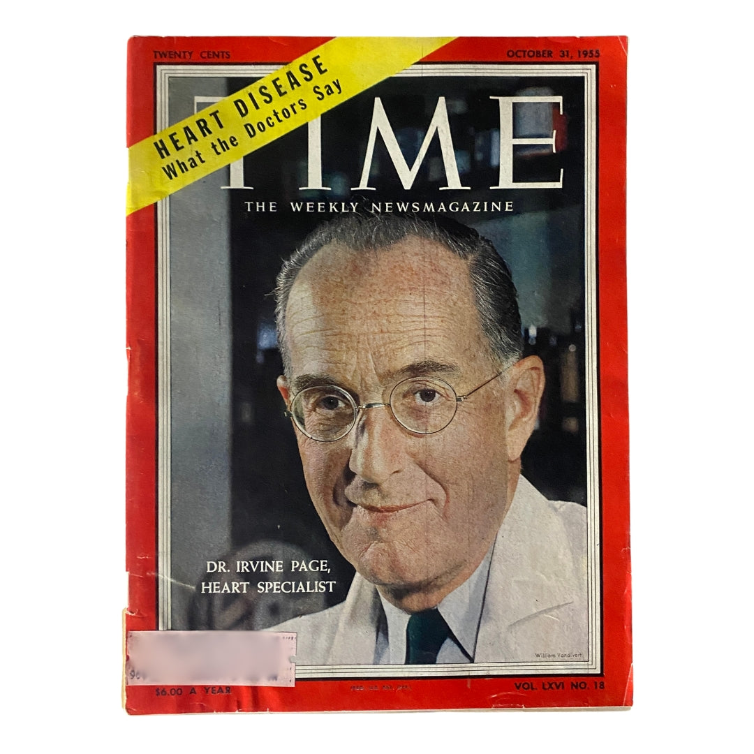 VTG Time Magazine October 31, 1955 Vol 66 No. 18 Irvine H. Page Heart Specialist