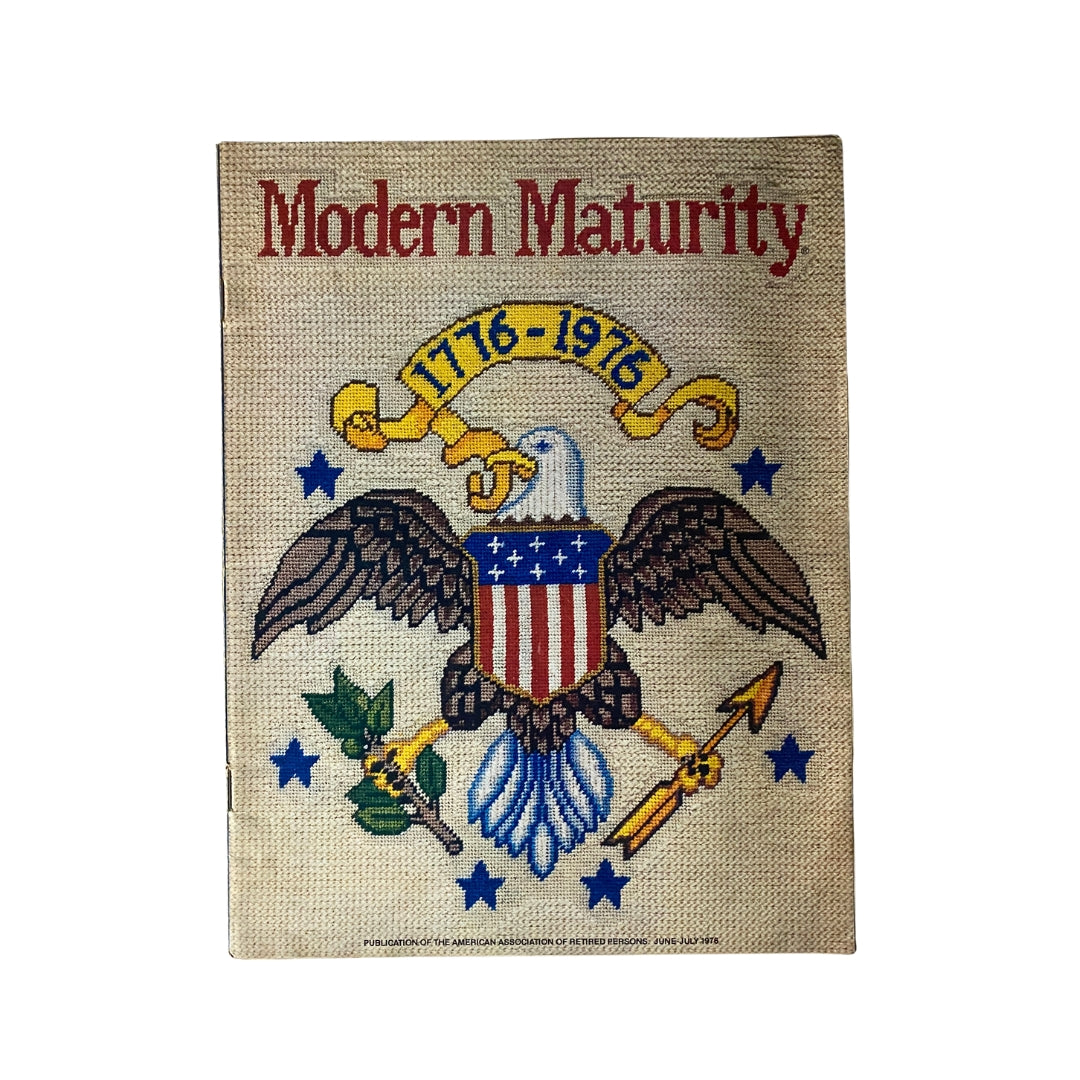 Cover image of VTG Modern Maturity Magazine June-July 1976 featuring an eagle emblem and the text '1776-1976', celebrating the American Bicentennial.