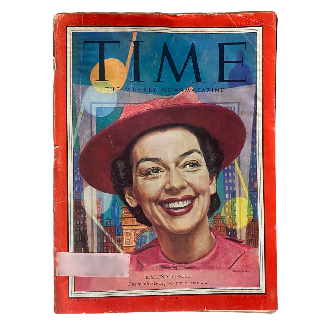 VTG Time Magazine March 30, 1953 Vol 61 No. 13 Rosalind Russell