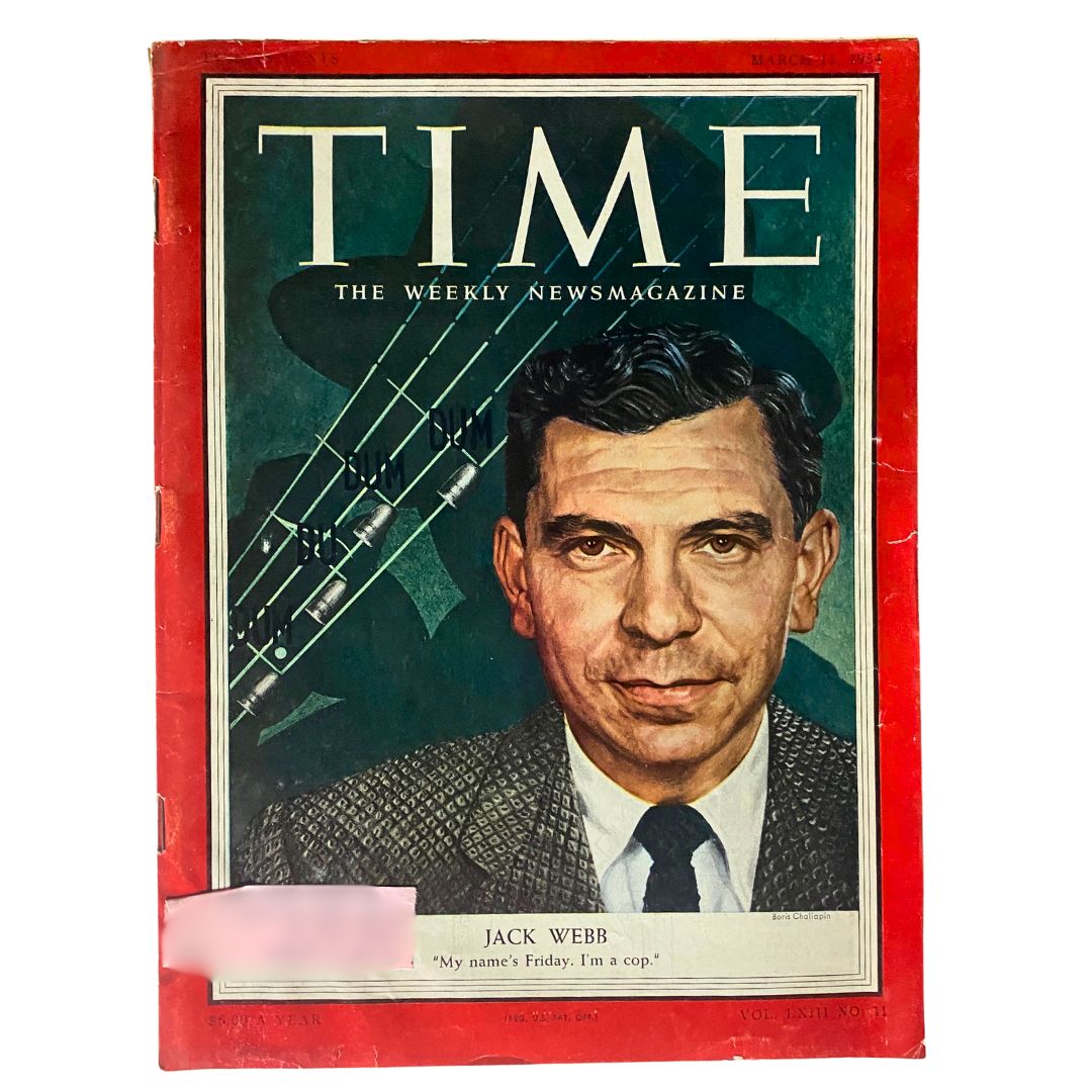 VTG Time Magazine March 15, 1954 Vol 63 No. 11 Jack Webb Cover