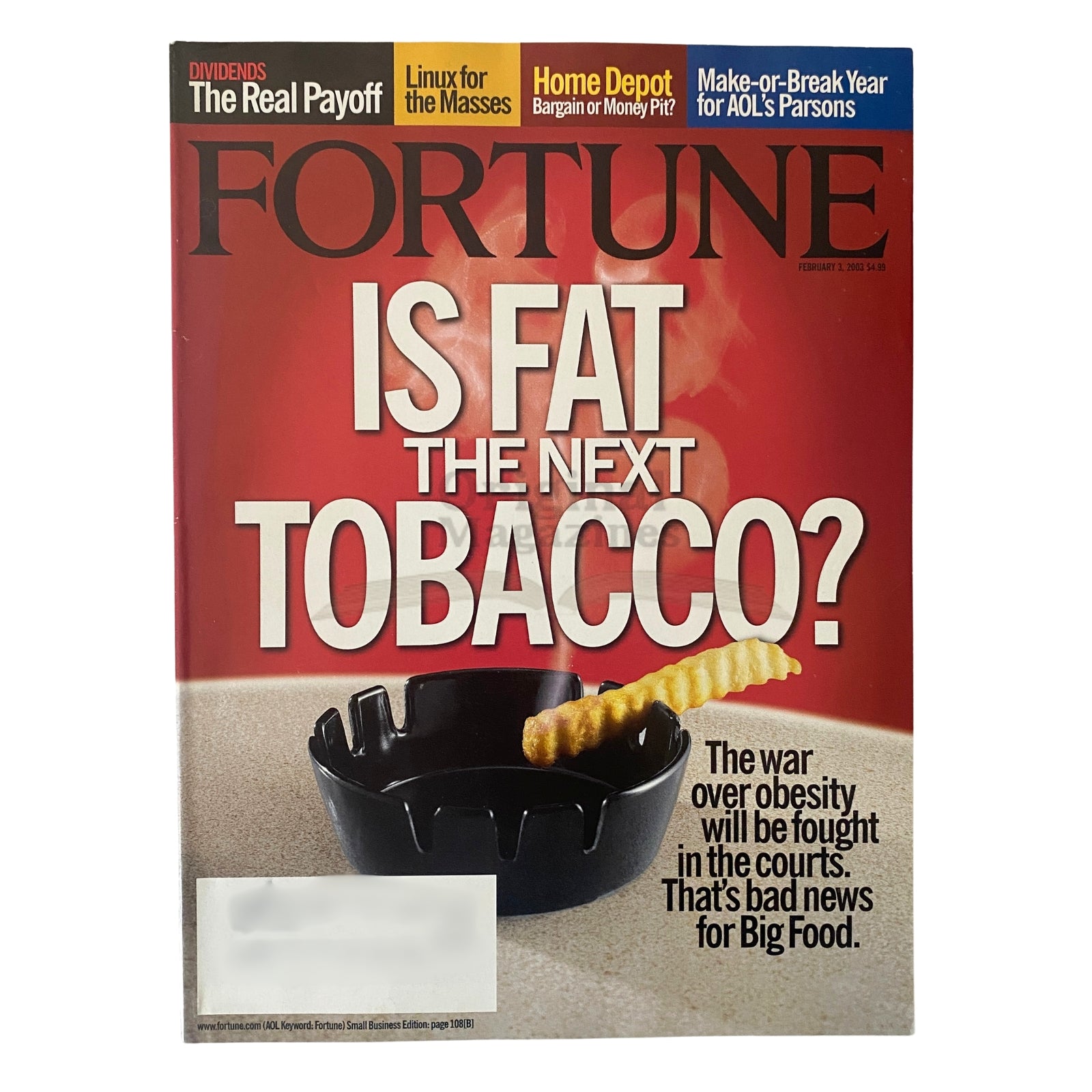 Fortune Magazine February 3, 2003 Is Fat the Next Tobacco? VG