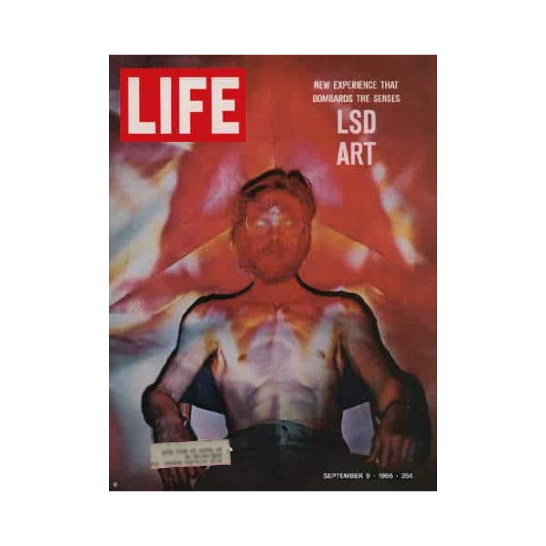 Cover of VTG Life Magazine September 9, 1966 featuring vibrant psychedelic art related to LSD, showcasing a unique visual representation of the cultural impact of the drug on art and society.